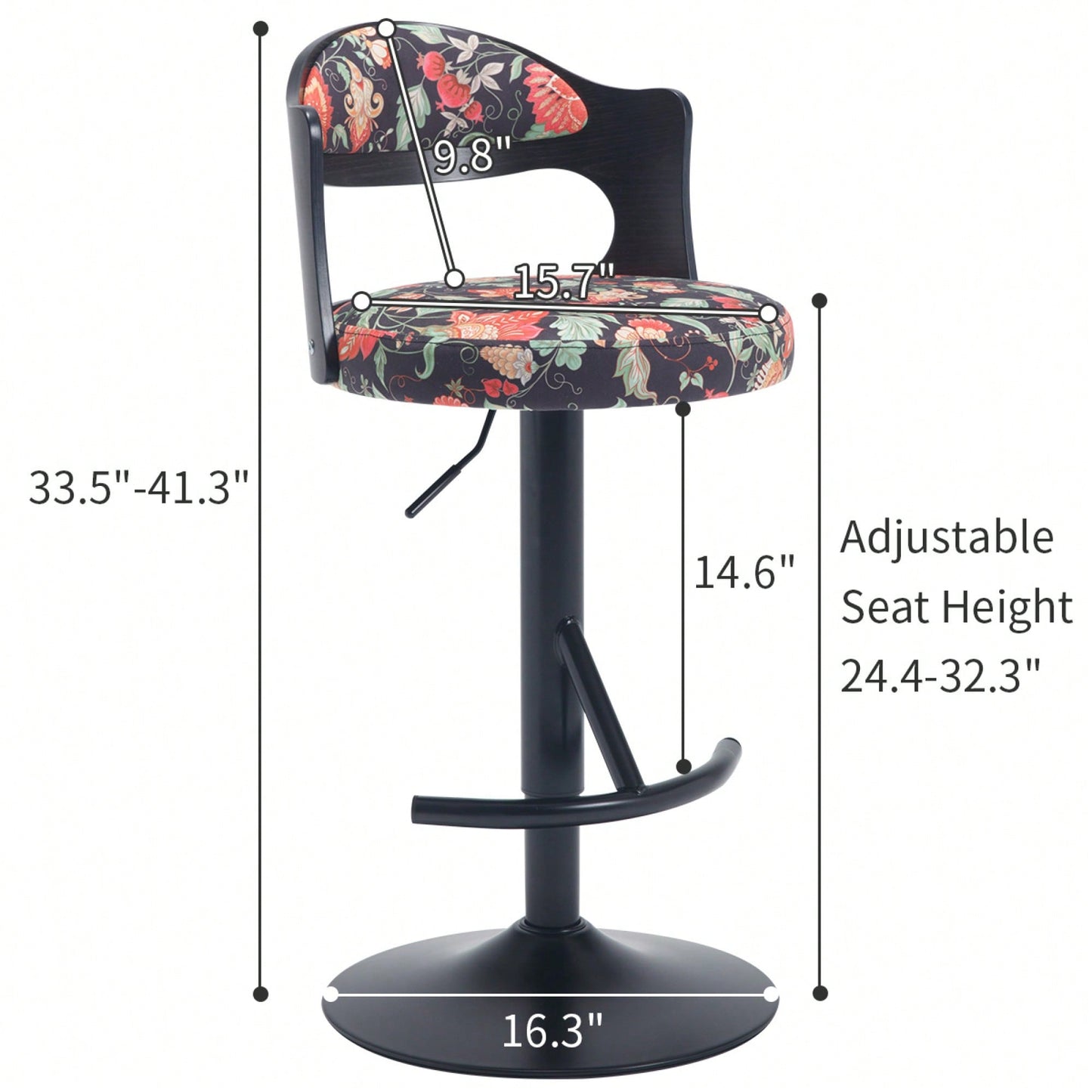 Set Of 2 Adjustable Swivel Bar Stools With Solid Wood Backrest For Kitchen Counter And Dining Room In Brown