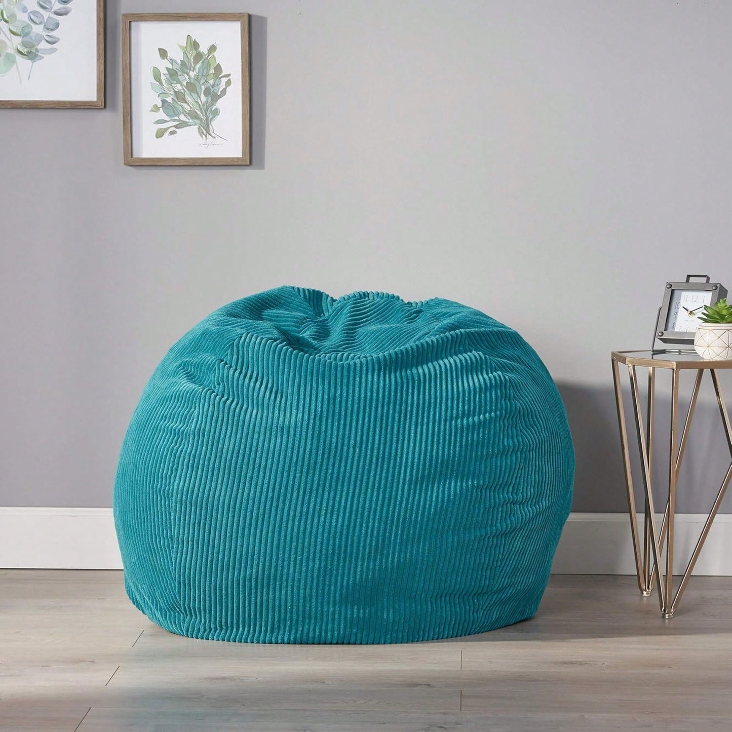 Cozy Modern Corduroy Bean Bag Chair In Dark Teal – Stylish And Comfortable Lounge Seating For Any Space