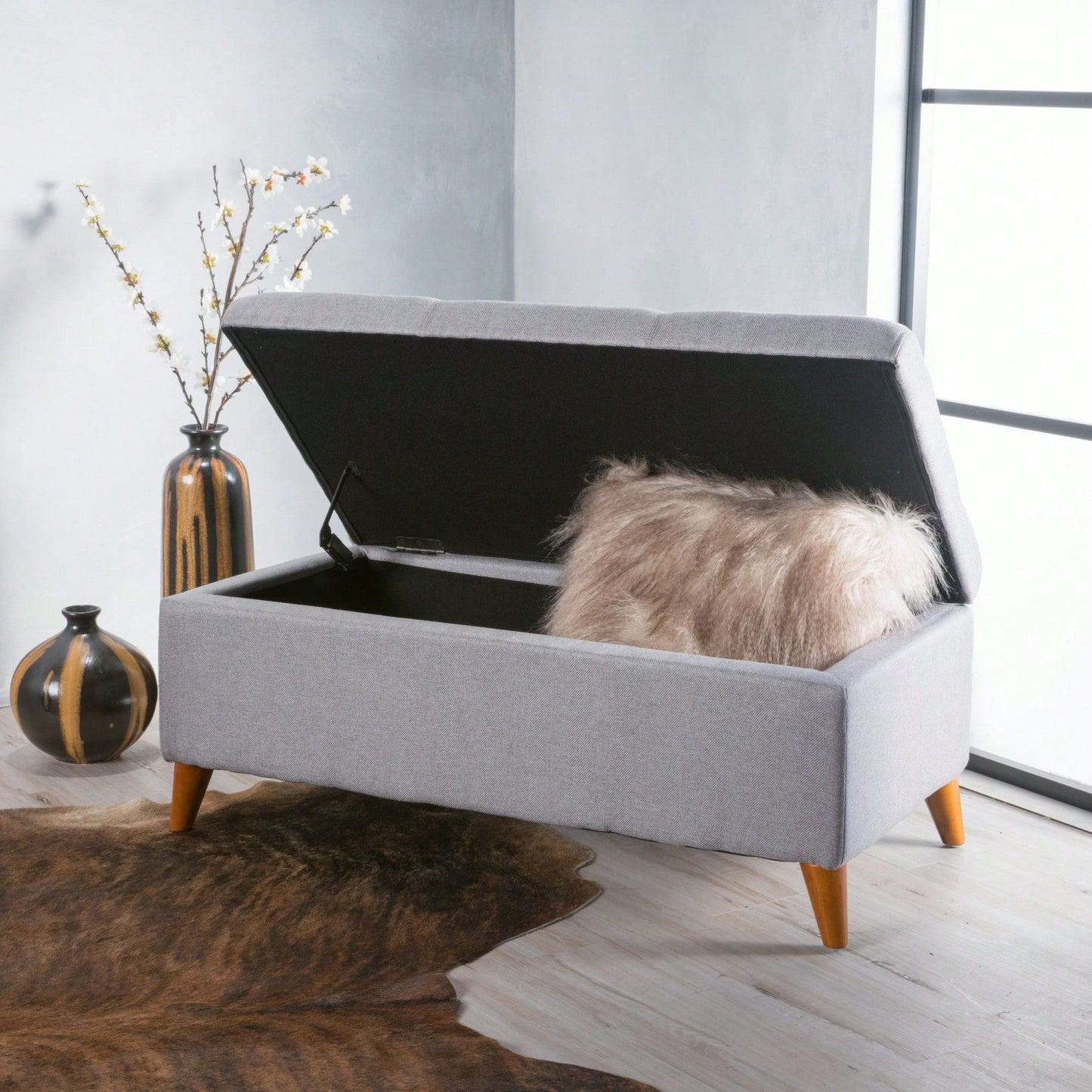 Multi-Functional Storage Ottoman With Stylish Design And Hidden Compartment For Living Room Organization