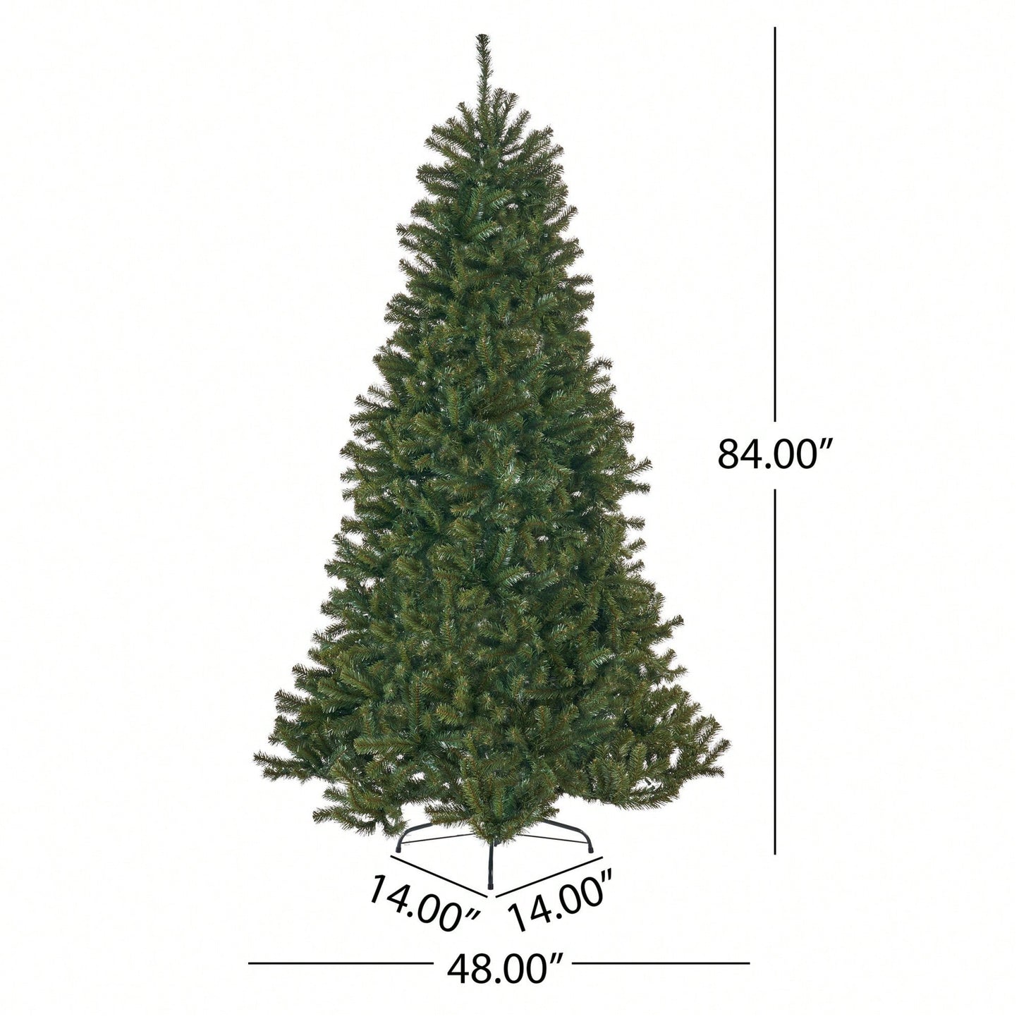 Stunning 7' Hinged Artificial Christmas Tree With 500 Lights - 48" Diameter, 1110 Tips For A Festive Touch