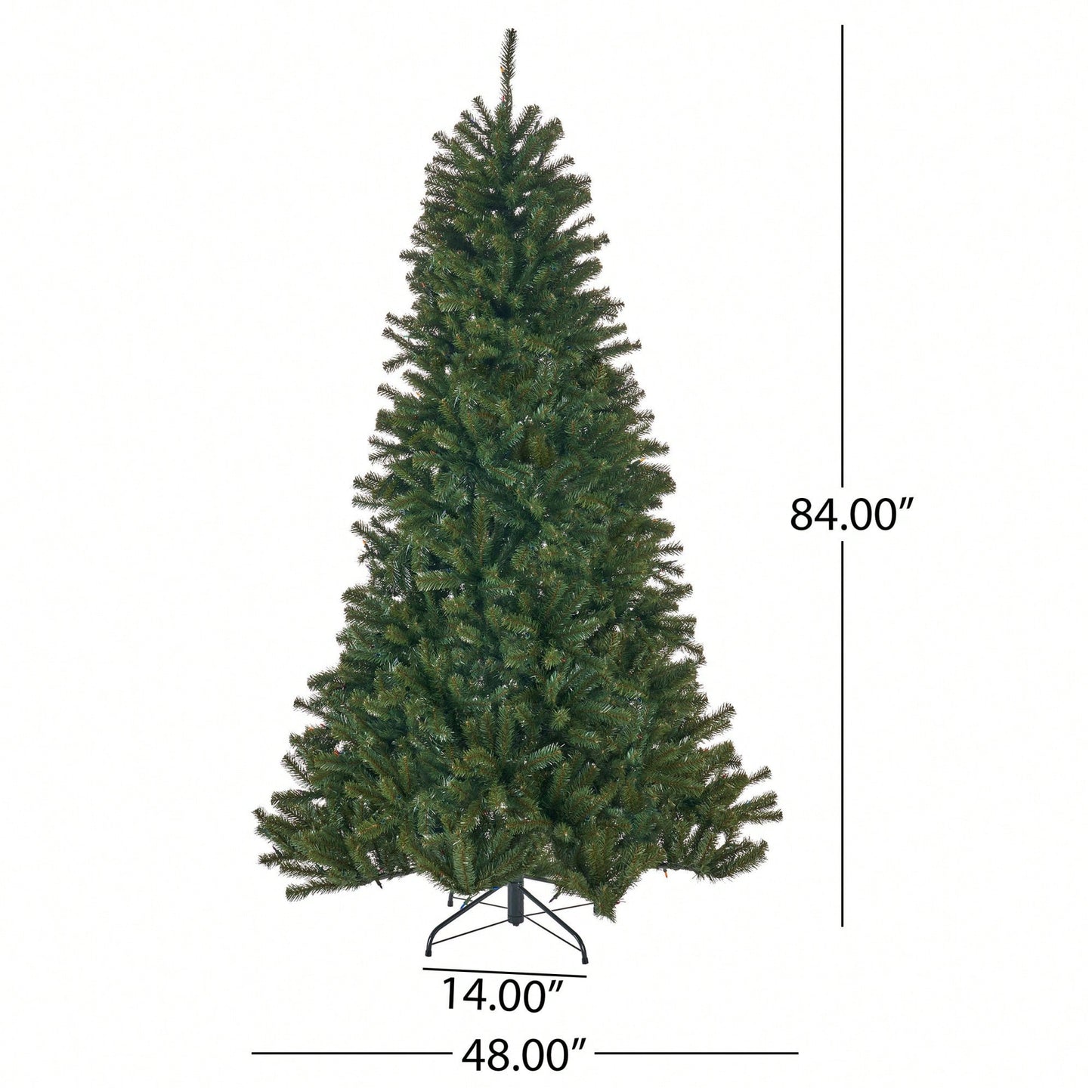 7-Foot Hinged Christmas Tree With 500 UL Multi-Colored Lights - 48-Inch Diameter Holiday Decor