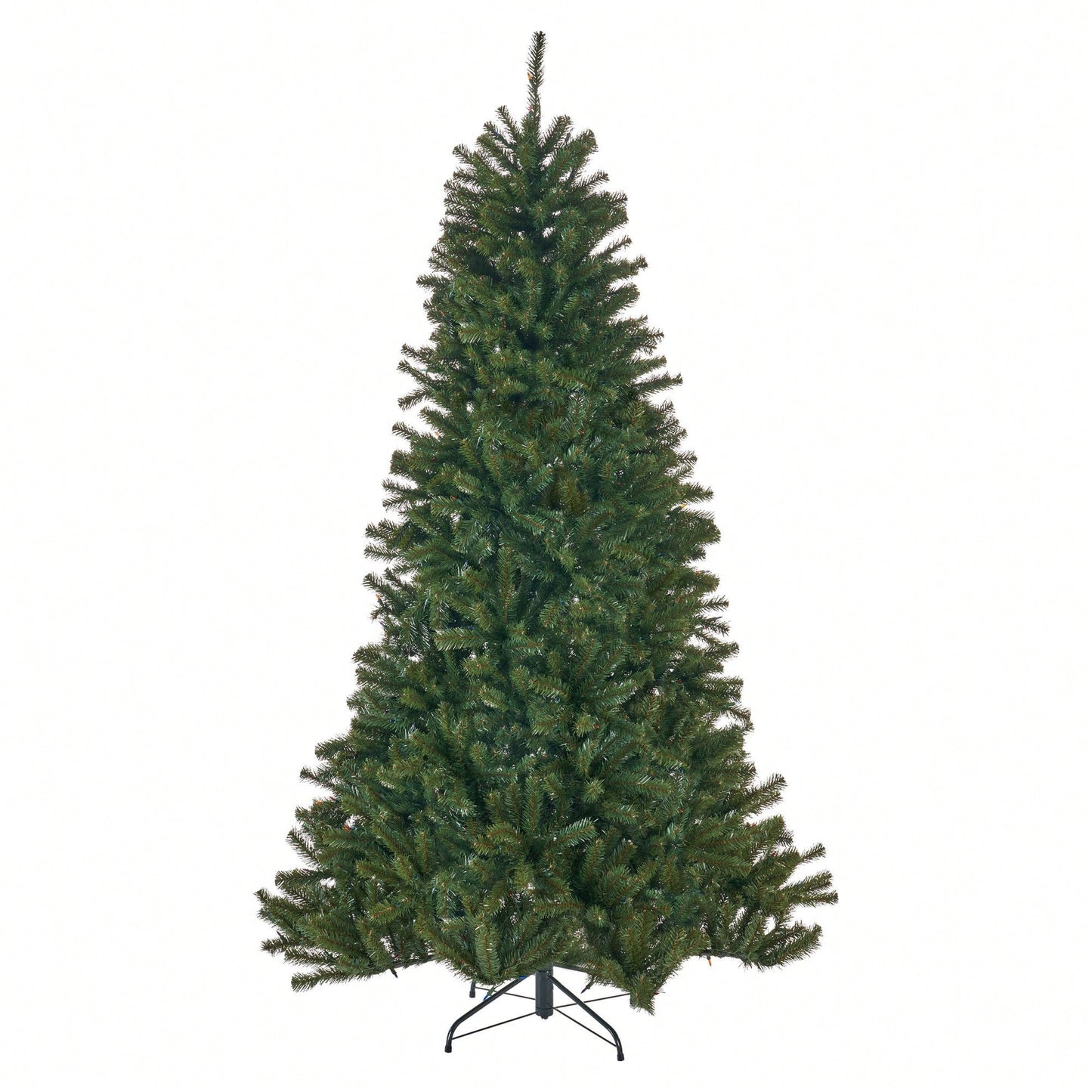 7-Foot Hinged Christmas Tree With 500 UL Multi-Colored Lights - 48-Inch Diameter Holiday Decor