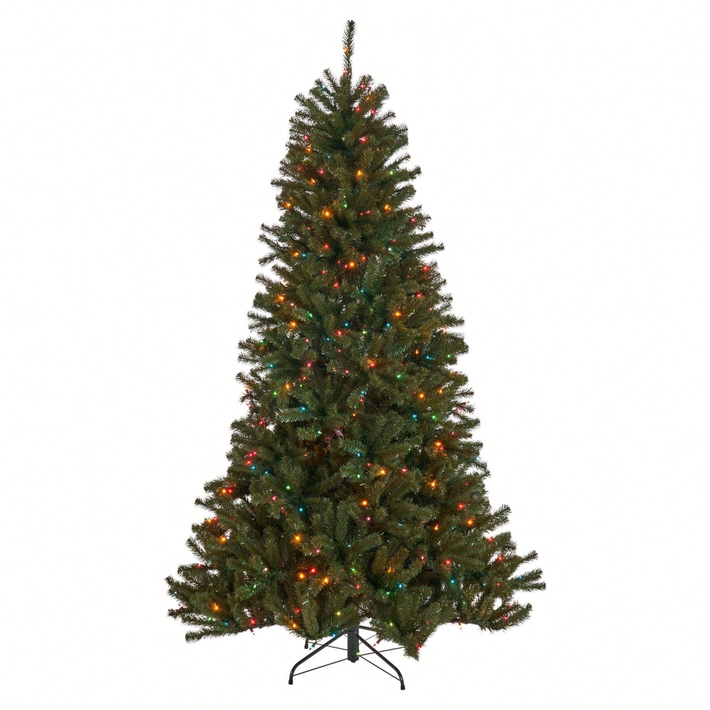 7-Foot Hinged Christmas Tree With 500 UL Multi-Colored Lights - 48-Inch Diameter Holiday Decor