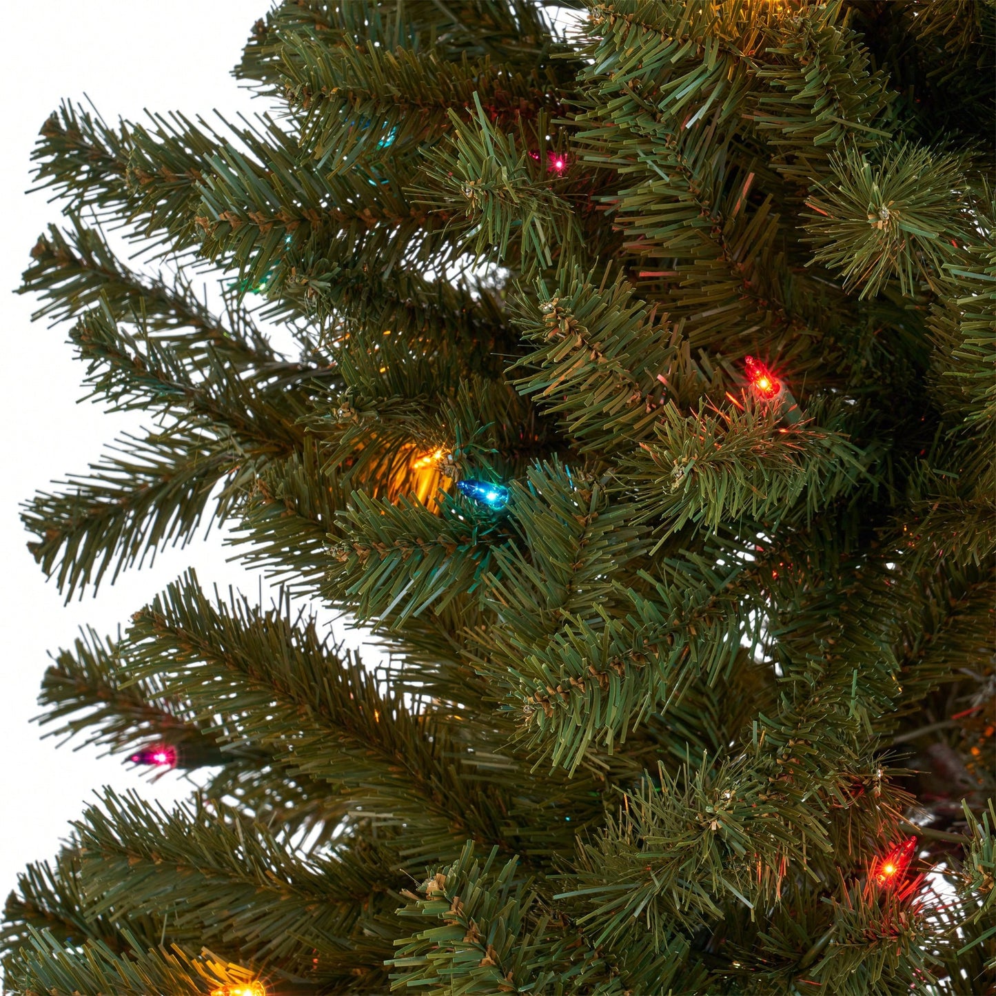 7-Foot Hinged Christmas Tree With 500 UL Multi-Colored Lights - 48-Inch Diameter Holiday Decor