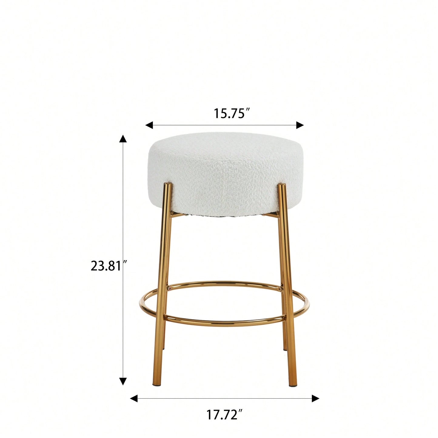Contemporary Set of 2 24 Inch Upholstered Round Bar Stools for Kitchen and Cafe Stylish Seating