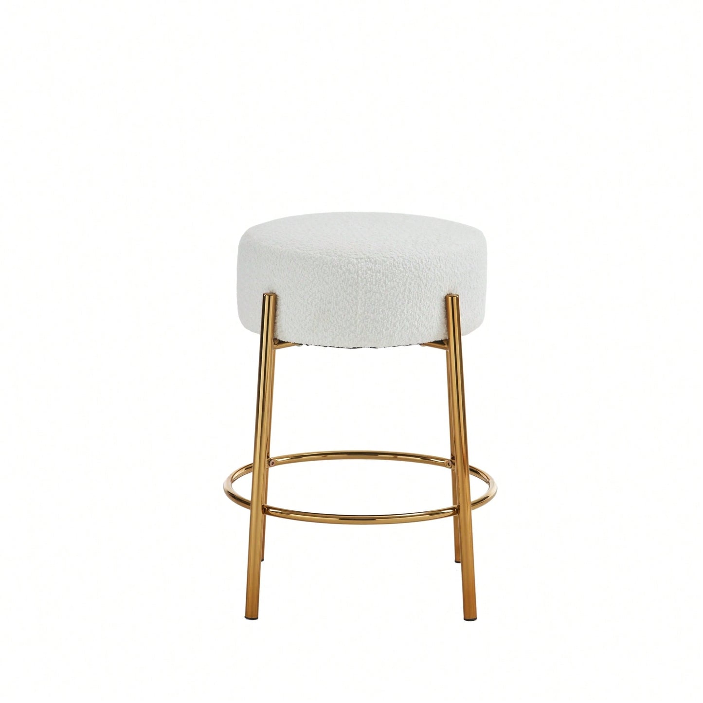 Contemporary Set of 2 24 Inch Upholstered Round Bar Stools for Kitchen and Cafe Stylish Seating