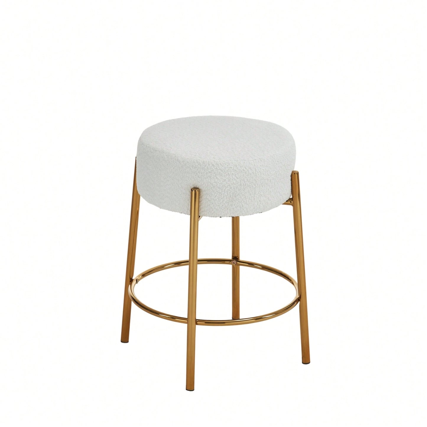 Contemporary Set of 2 24 Inch Upholstered Round Bar Stools for Kitchen and Cafe Stylish Seating
