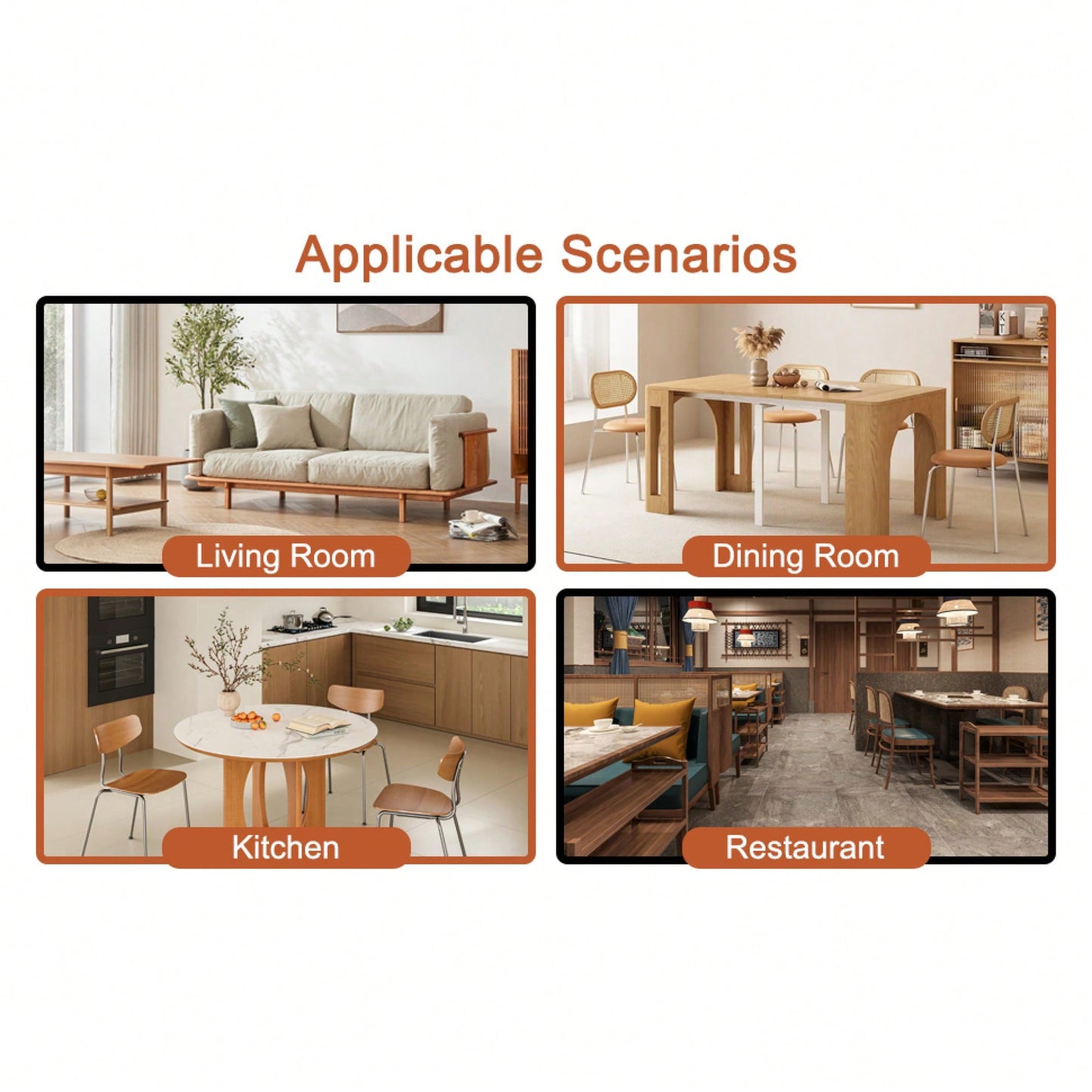 Country-Inspired Solid Wood Dining Table With Modern Rattan Design - Perfect For Dining Rooms, Living Rooms, And Offices