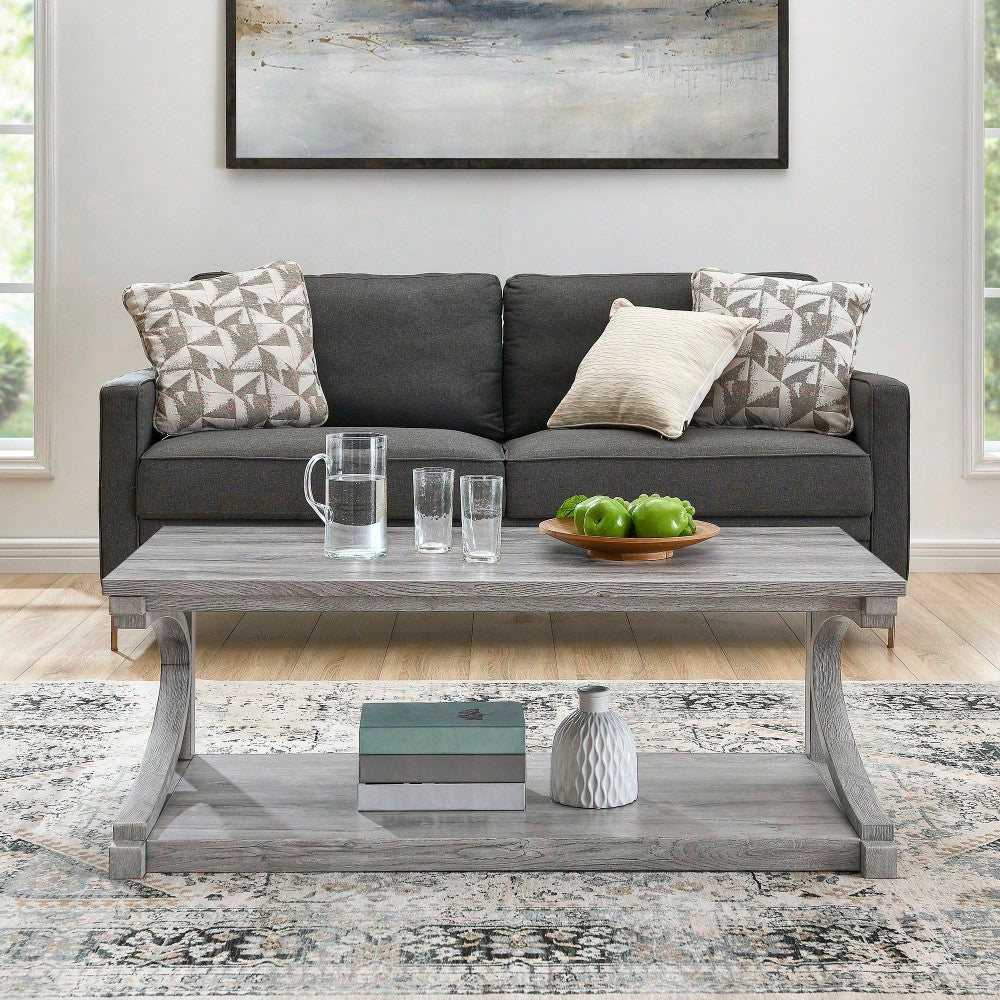 Unique 48-Inch Solid Wood Modern Coffee Table With Storage - Special Shape Center Table For Living Room, Kitchen, And Apartment Dining