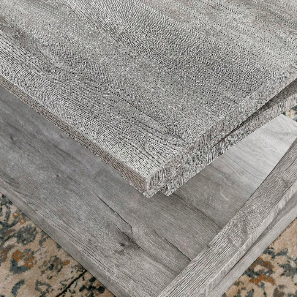 Unique 48-Inch Solid Wood Modern Coffee Table With Storage - Special Shape Center Table For Living Room, Kitchen, And Apartment Dining