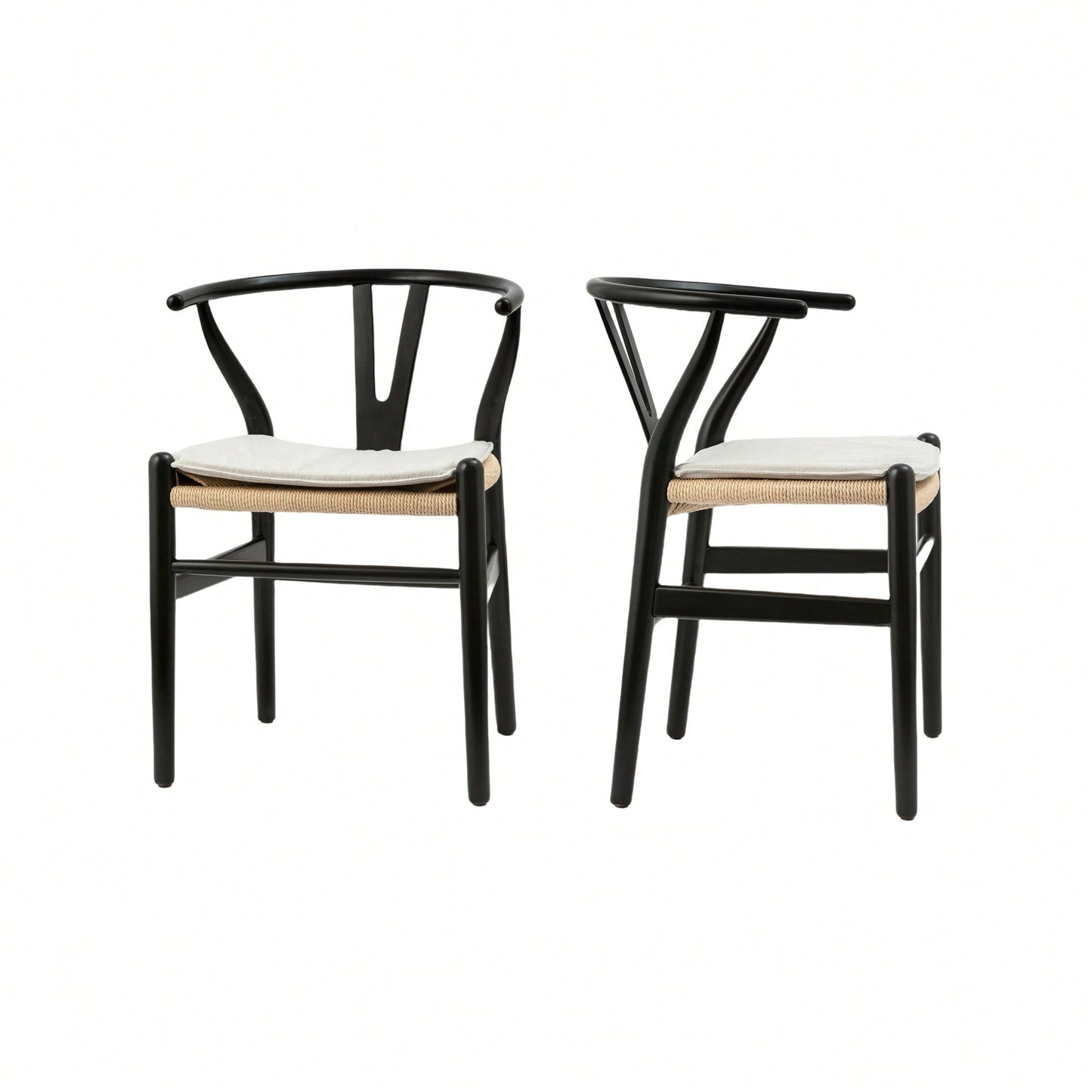 Solid Wood Weave Dining Chairs - Set Of 2 Armchairs For Stylish Dining Room Decor, Fully Assembled