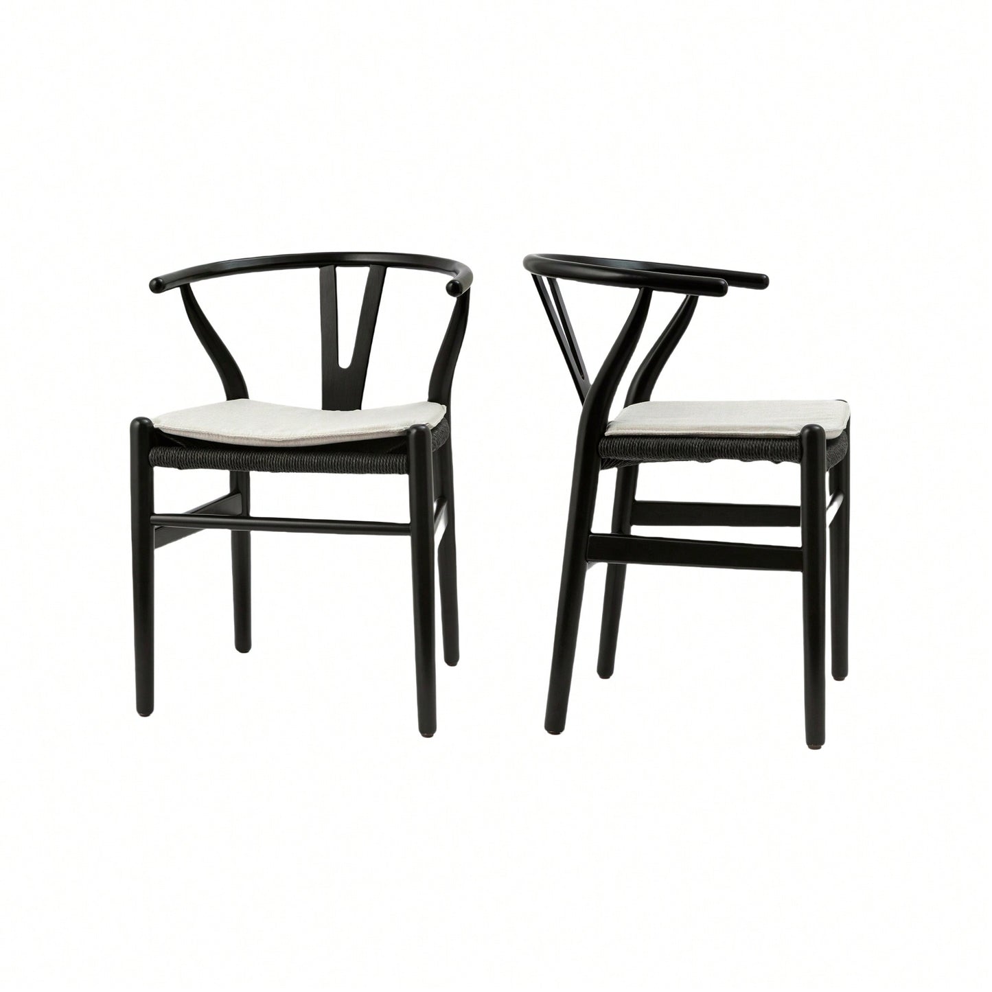 Solid Wood Weave Dining Chairs - Set Of 2 Armchairs For Stylish Dining Room Decor, Fully Assembled