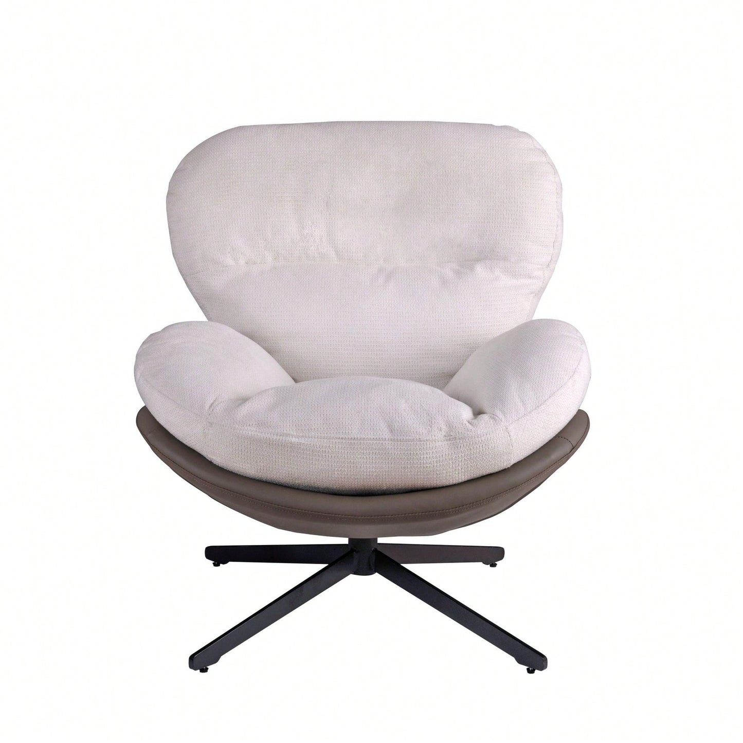 Navy Blue 360° Swivel Accent Chair Stylish Chenille Lounge Chair with Faux Leather Base Ideal for Small Spaces Living Room Bedroom Office