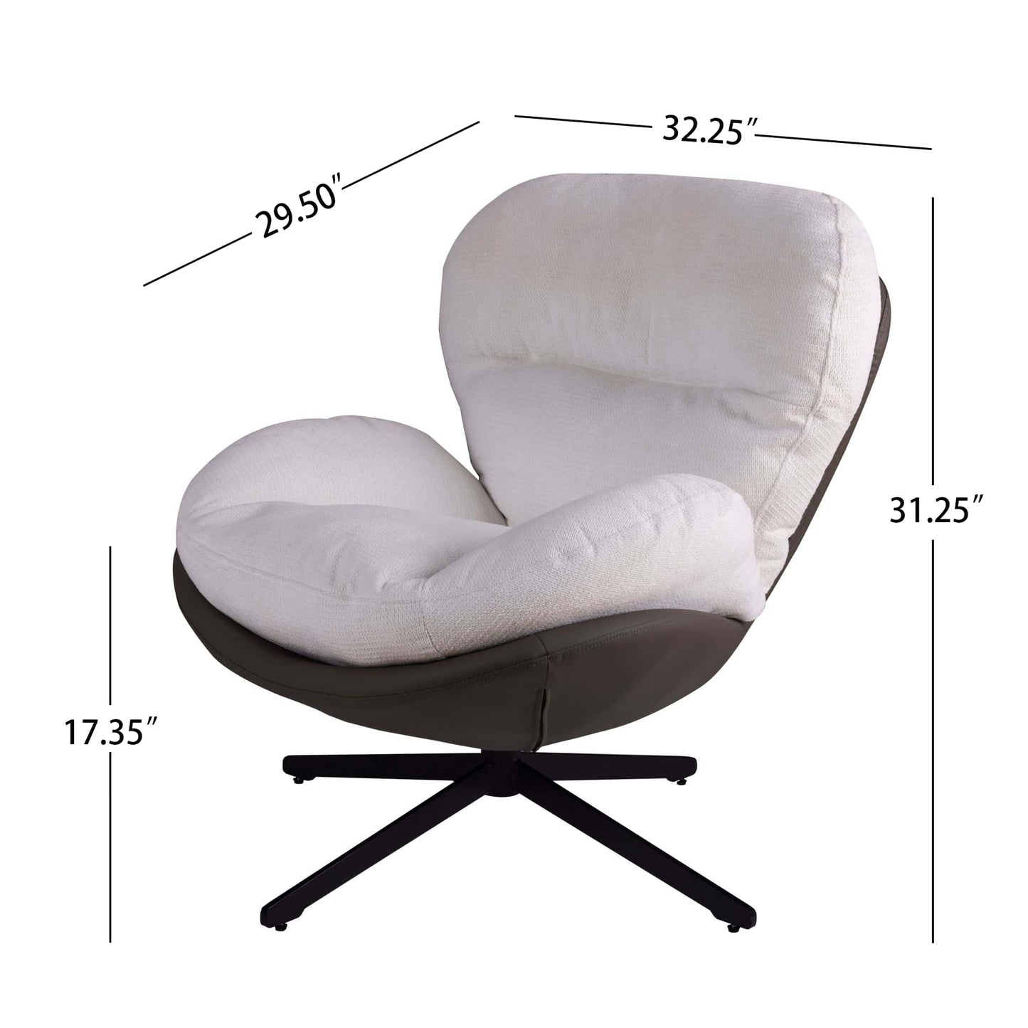 Navy Blue 360° Swivel Accent Chair Stylish Chenille Lounge Chair with Faux Leather Base Ideal for Small Spaces Living Room Bedroom Office