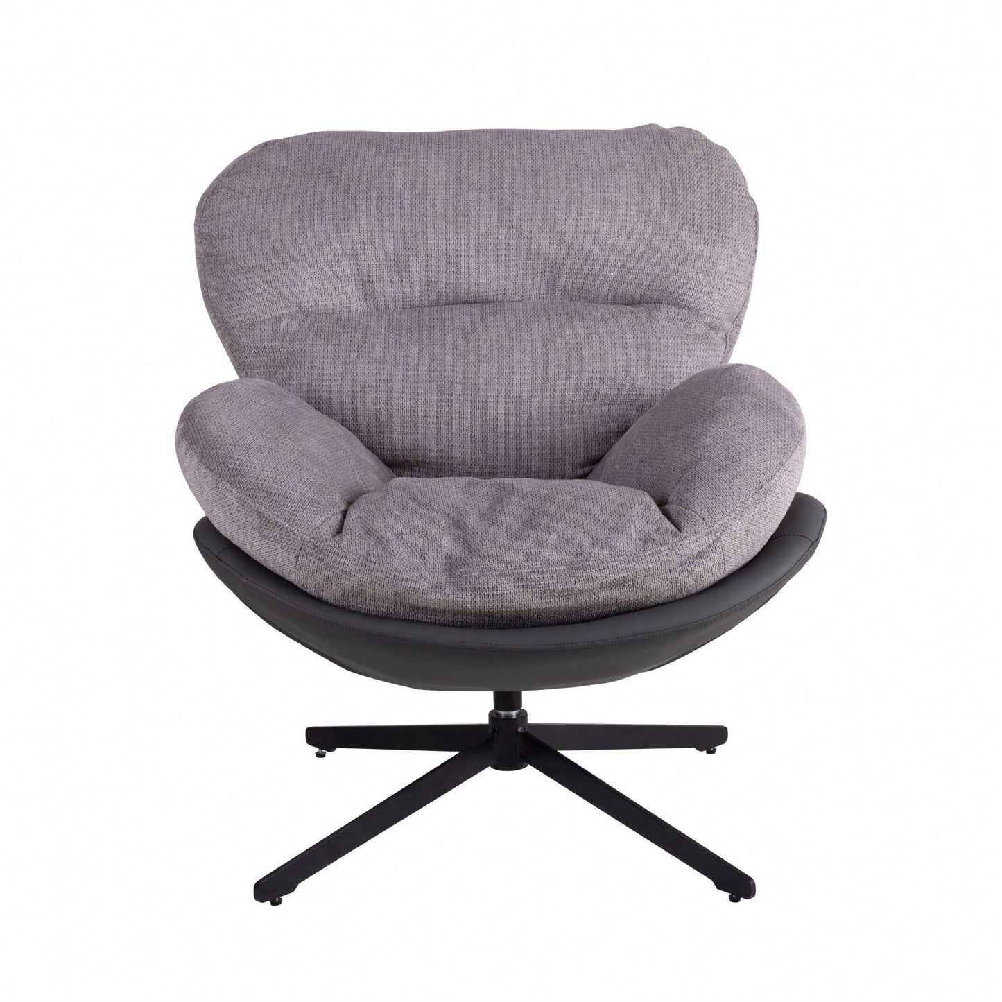 Navy Blue 360° Swivel Accent Chair Stylish Chenille Lounge Chair with Faux Leather Base Ideal for Small Spaces Living Room Bedroom Office