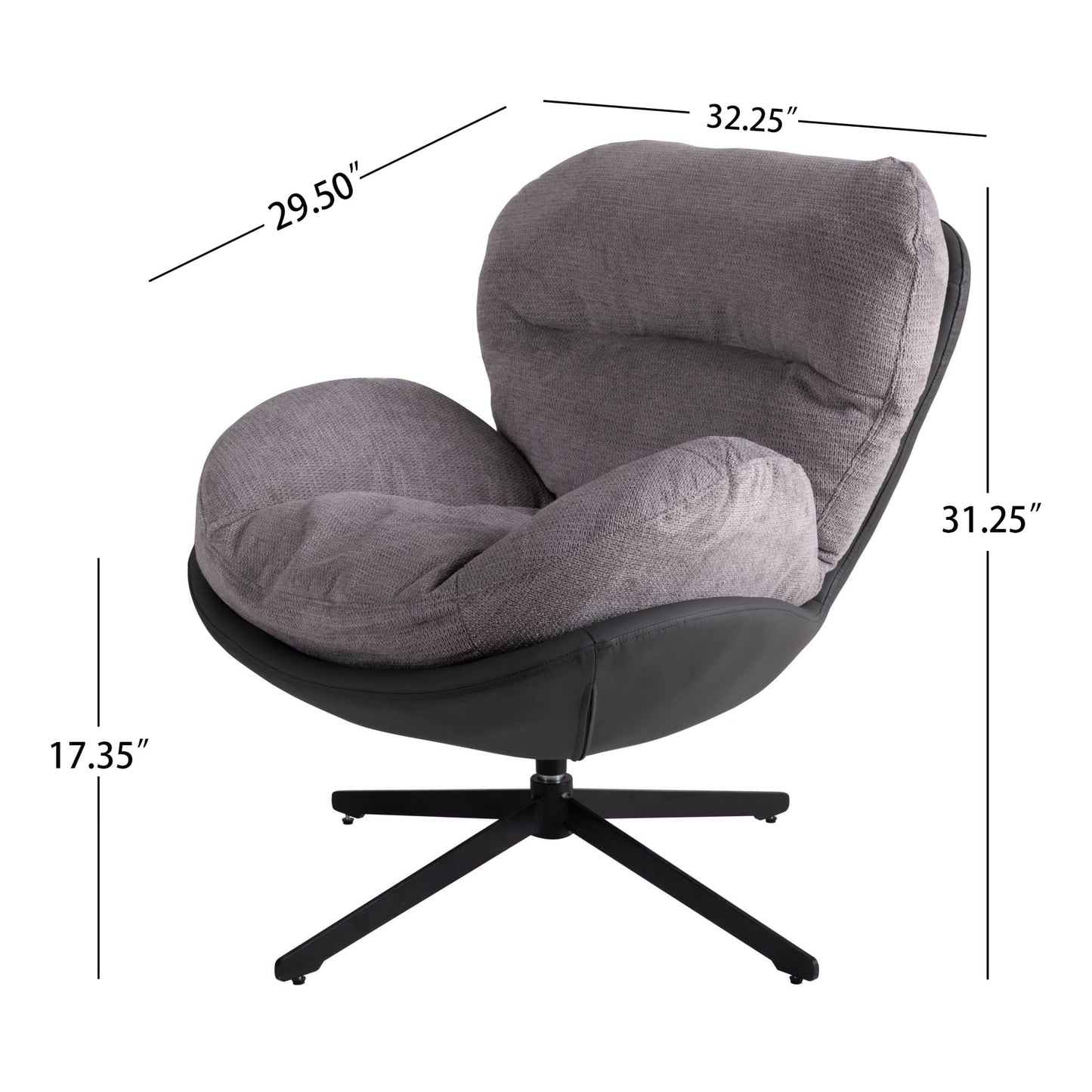 Navy Blue 360° Swivel Accent Chair Stylish Chenille Lounge Chair with Faux Leather Base Ideal for Small Spaces Living Room Bedroom Office