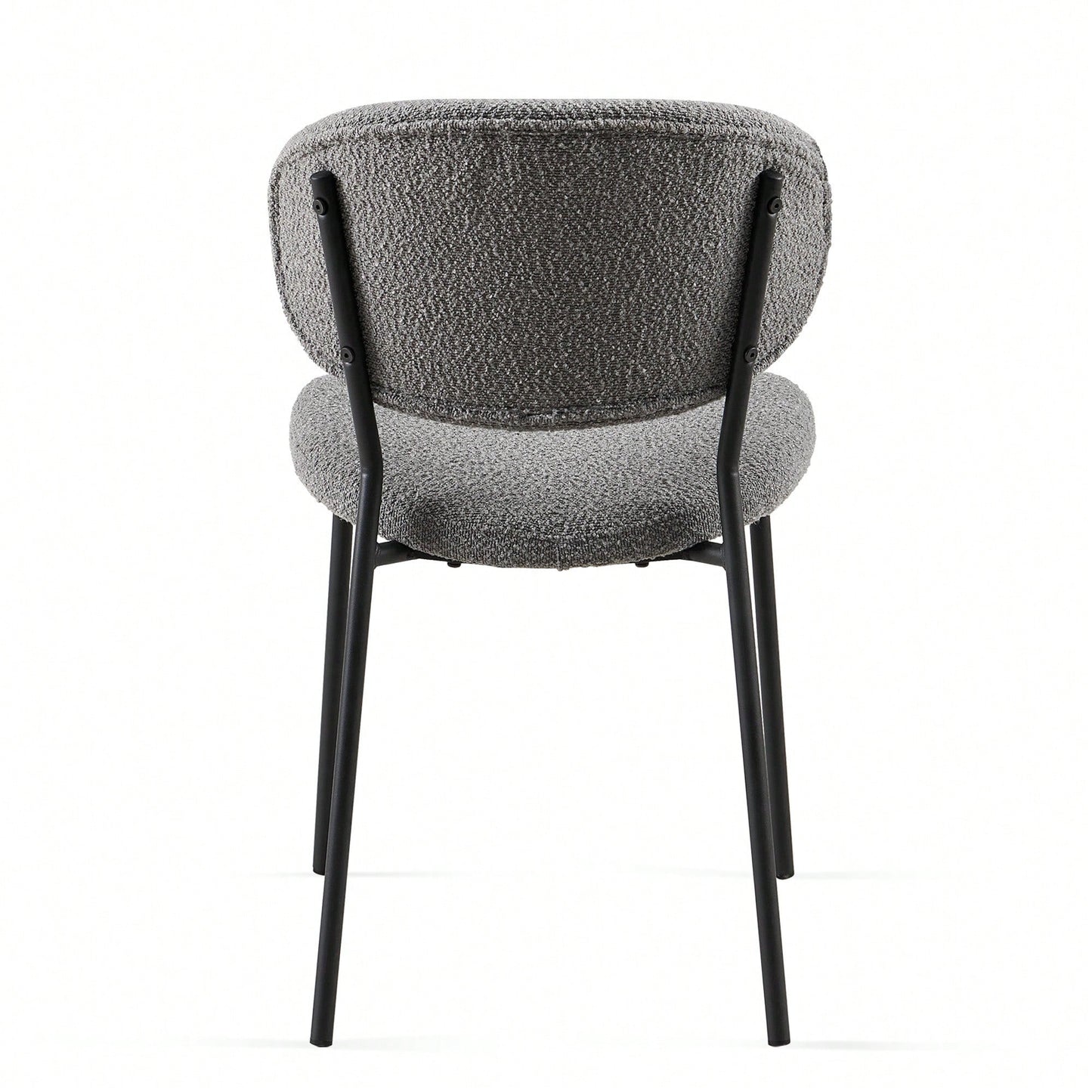 Set Of 4 Beige Boucle Fabric Dining Chairs With Black Metal Legs - Modern Armless Kitchen Chairs For Dining And Living Rooms