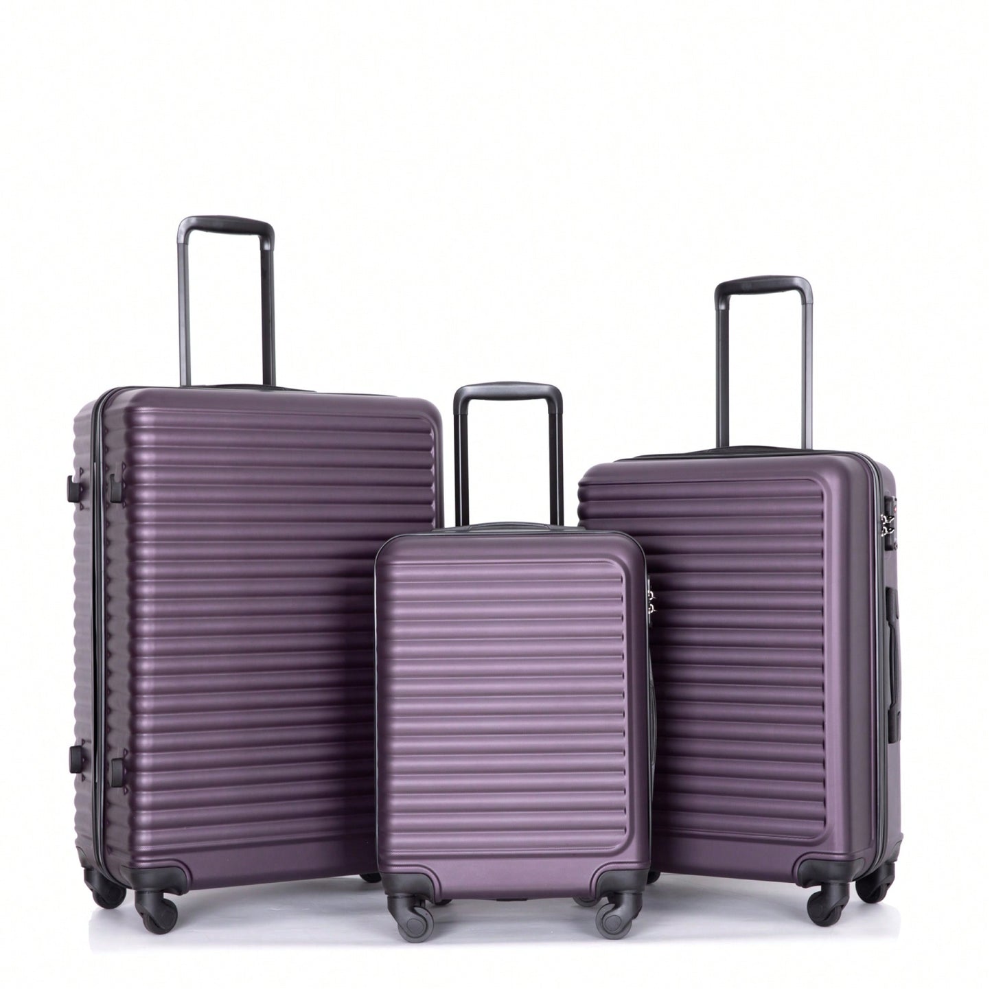 Lightweight 3-Piece ABS Luggage Set - Stylish Black Suitcases With Spinner Wheels, TSA Lock, And Hooks (20 / 24" / 28")"