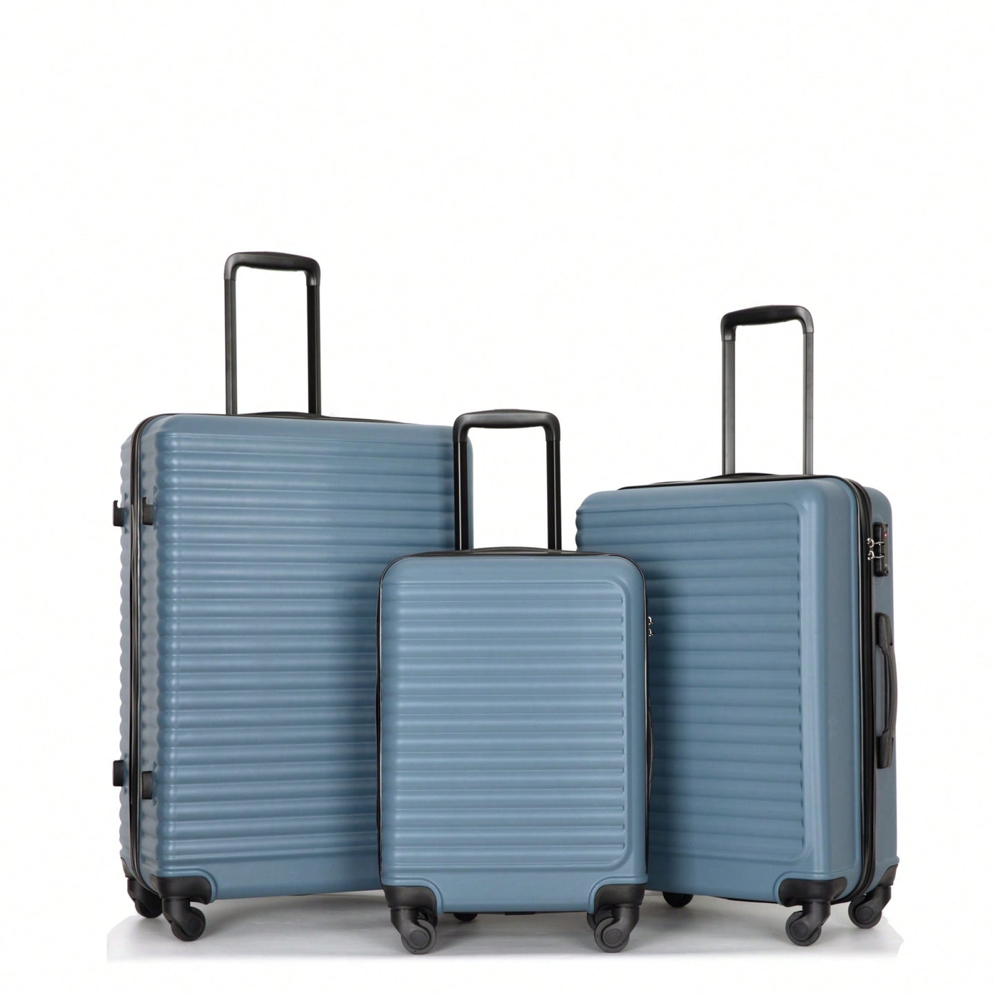 Lightweight 3-Piece ABS Luggage Set - Stylish Black Suitcases With Spinner Wheels, TSA Lock, And Hooks (20 / 24" / 28")"