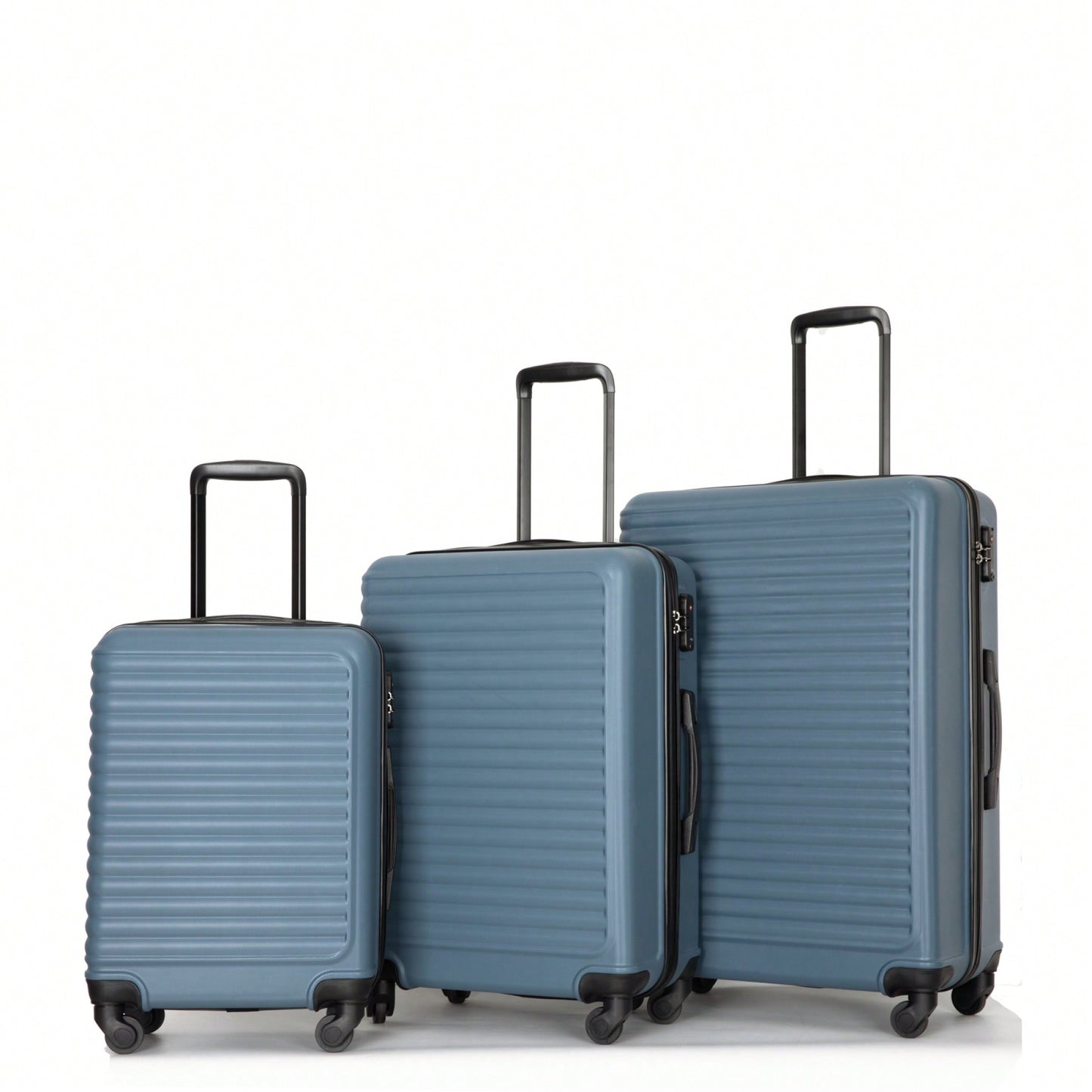 Lightweight 3-Piece ABS Luggage Set - Stylish Black Suitcases With Spinner Wheels, TSA Lock, And Hooks (20 / 24" / 28")"