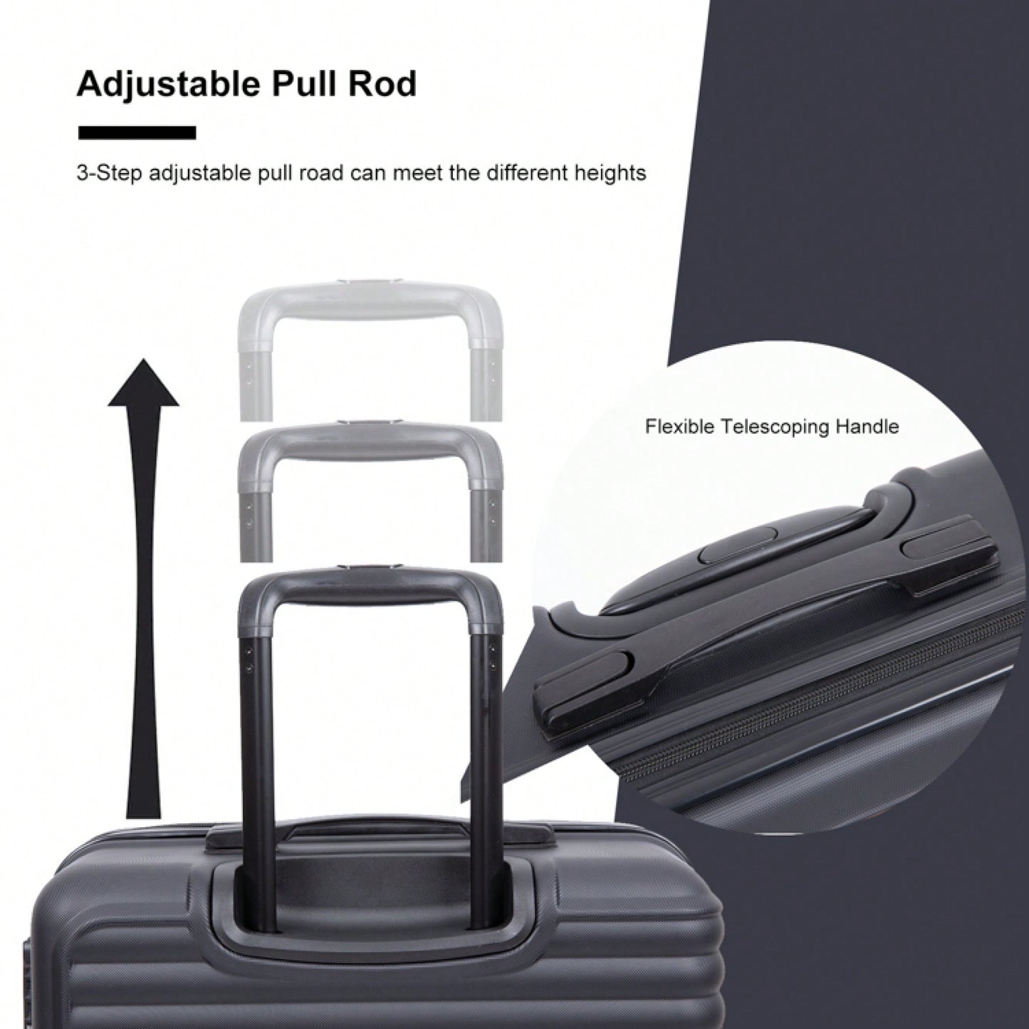Lightweight 3-Piece ABS Luggage Set - Stylish Black Suitcases With Spinner Wheels, TSA Lock, And Hooks (20 / 24" / 28")"
