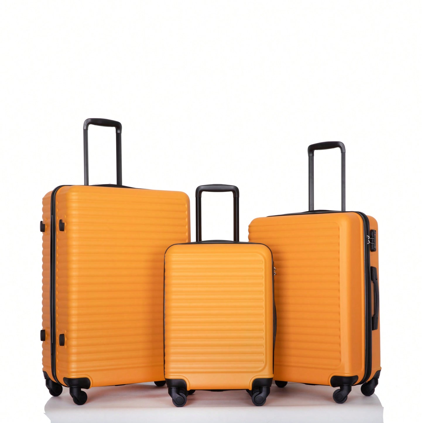 Lightweight 3-Piece ABS Luggage Set - Stylish Black Suitcases With Spinner Wheels, TSA Lock, And Hooks (20 / 24" / 28")"