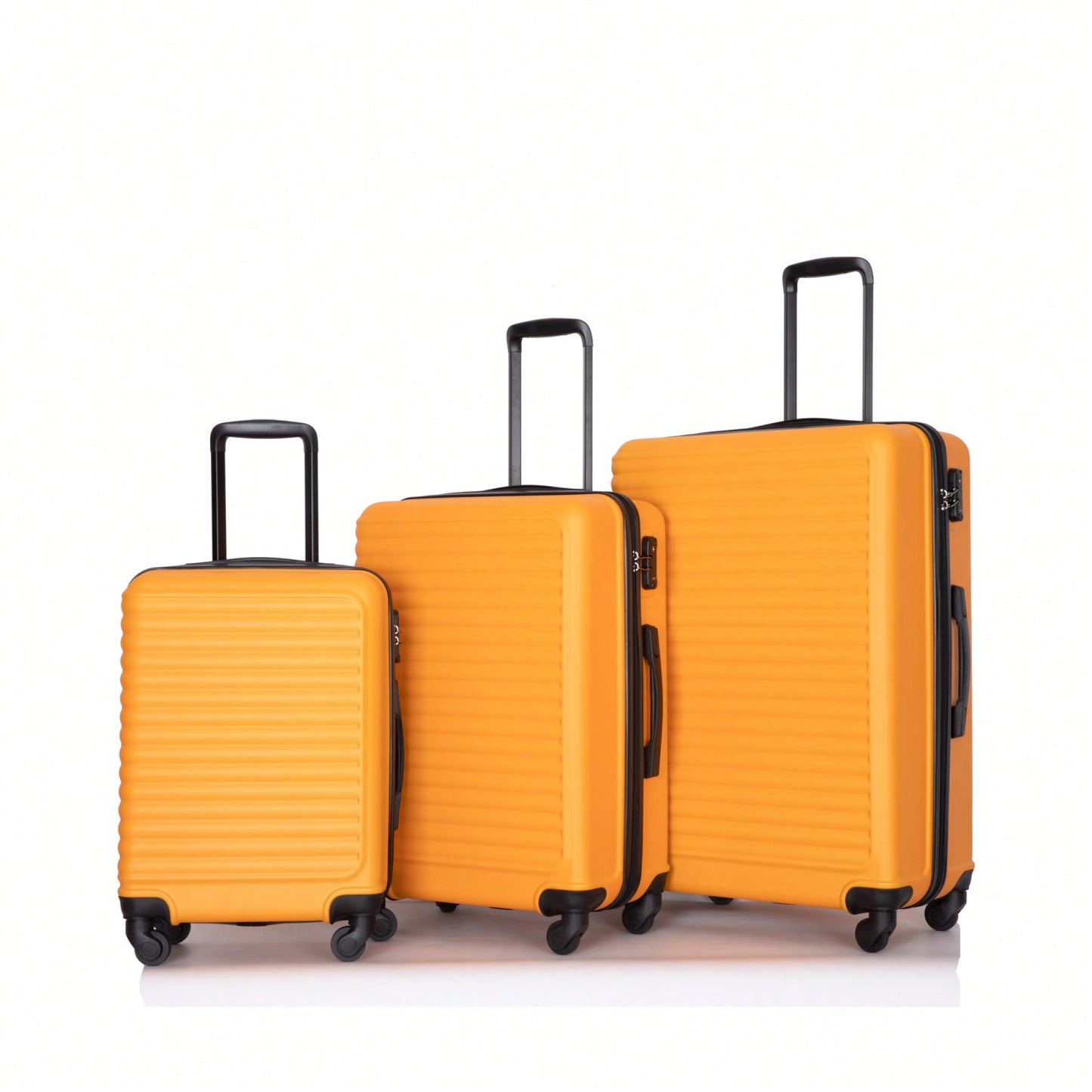 Lightweight 3-Piece ABS Luggage Set - Stylish Black Suitcases With Spinner Wheels, TSA Lock, And Hooks (20 / 24" / 28")"