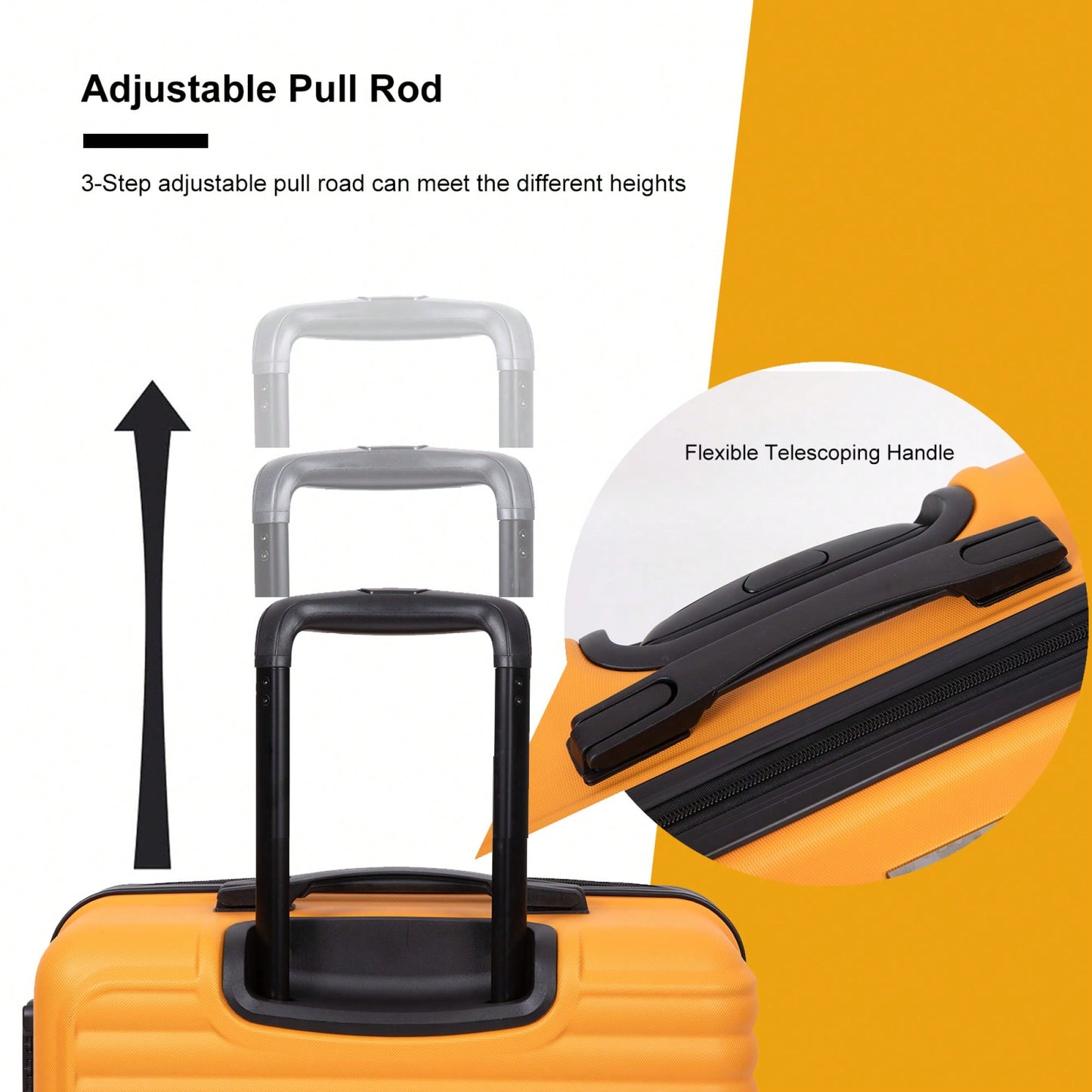 Lightweight 3-Piece ABS Luggage Set - Stylish Black Suitcases With Spinner Wheels, TSA Lock, And Hooks (20 / 24" / 28")"