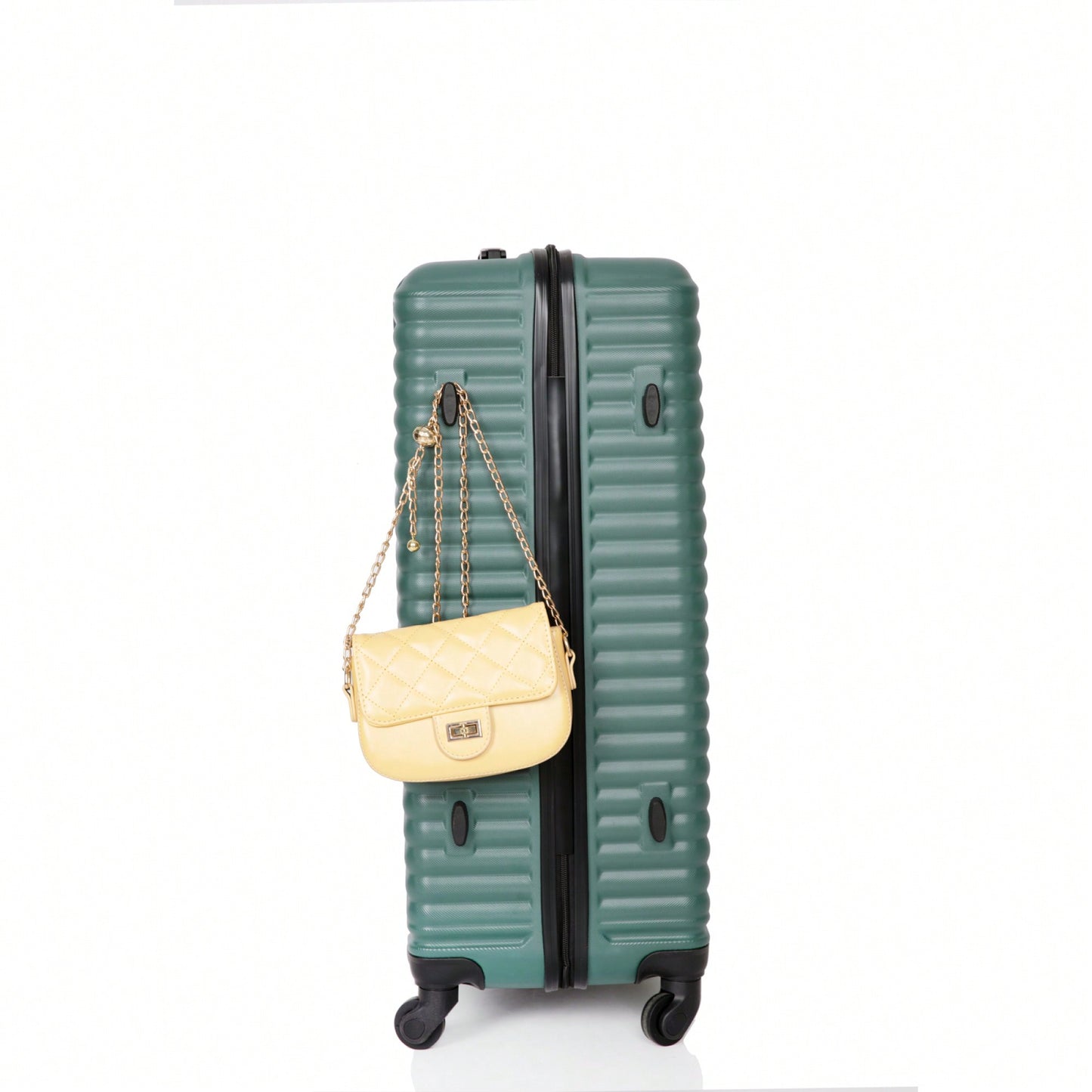 Lightweight 3-Piece ABS Luggage Set - Stylish Black Suitcases With Spinner Wheels, TSA Lock, And Hooks (20 / 24" / 28")"