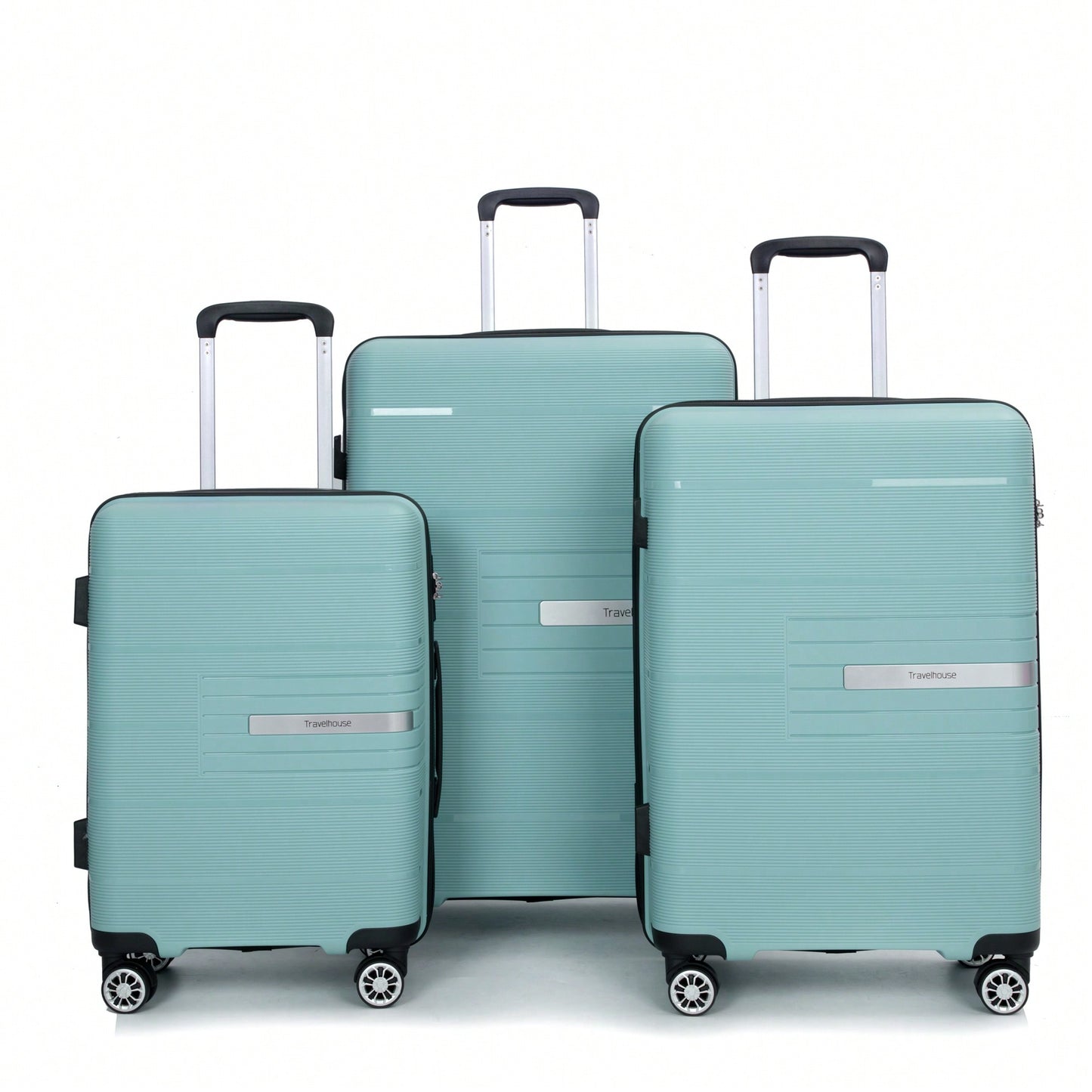 Light Green 3-Piece Hardshell Luggage Set With Double Spinner Wheels, TSA Lock, Lightweight & Durable (20/24"/28")"