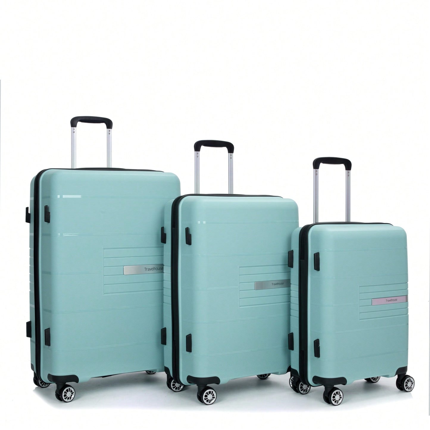 Light Green 3-Piece Hardshell Luggage Set With Double Spinner Wheels, TSA Lock, Lightweight & Durable (20/24"/28")"