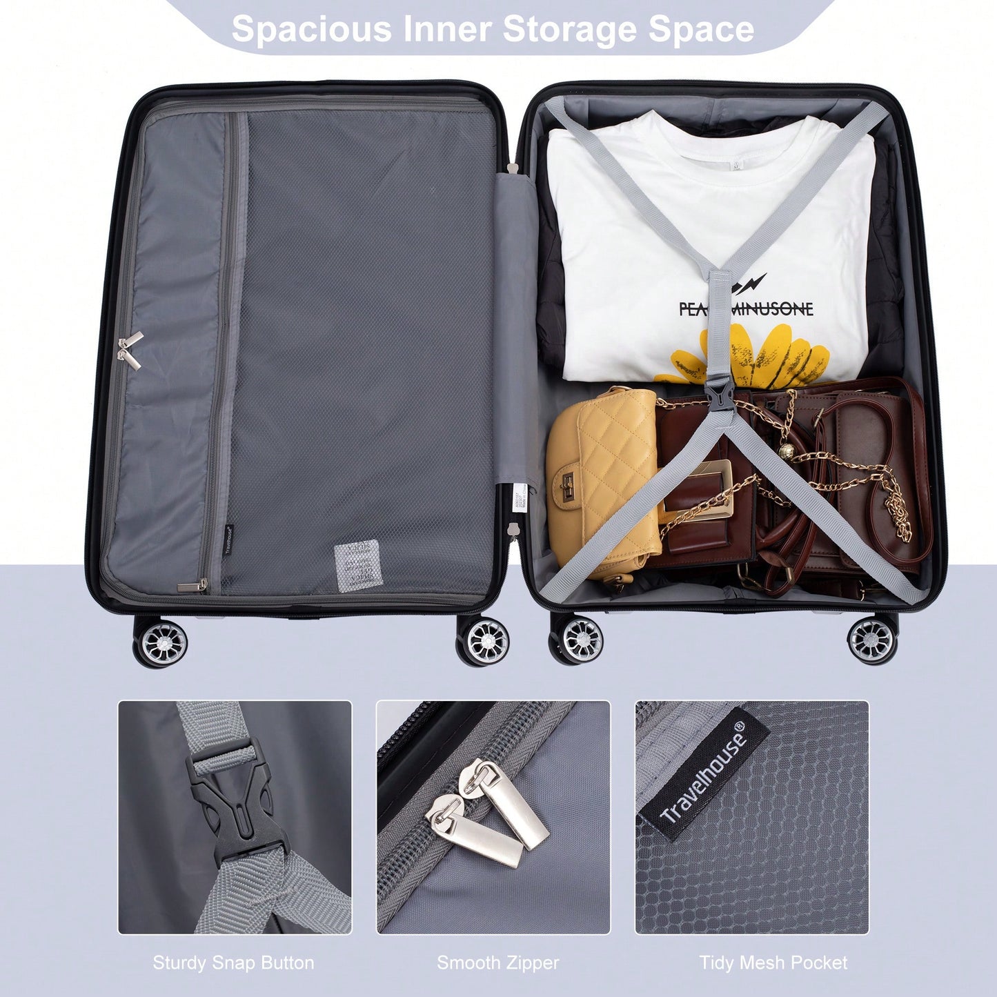Light Green 3-Piece Hardshell Luggage Set With Double Spinner Wheels, TSA Lock, Lightweight & Durable (20/24"/28")"
