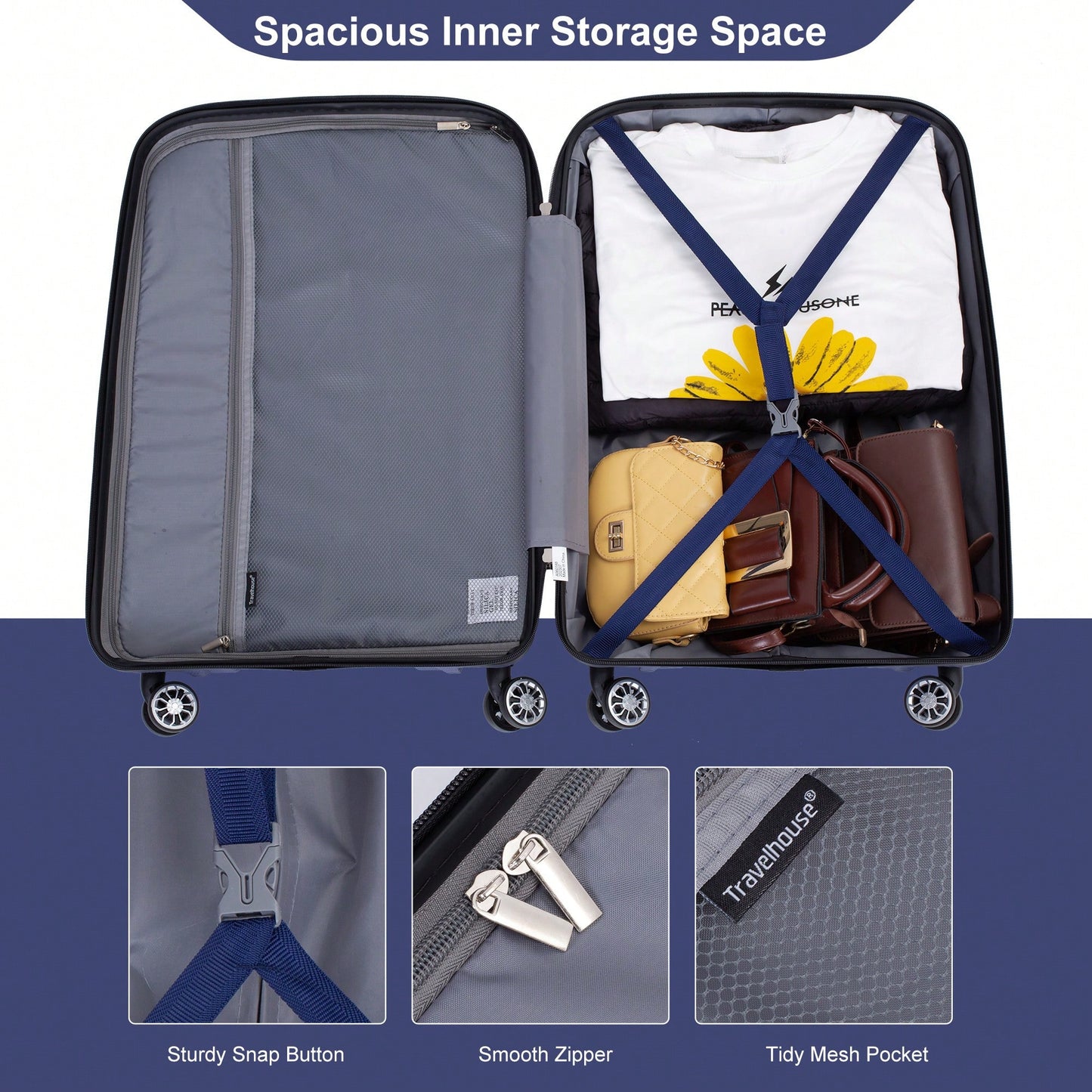 Light Green 3-Piece Hardshell Luggage Set With Double Spinner Wheels, TSA Lock, Lightweight & Durable (20/24"/28")"