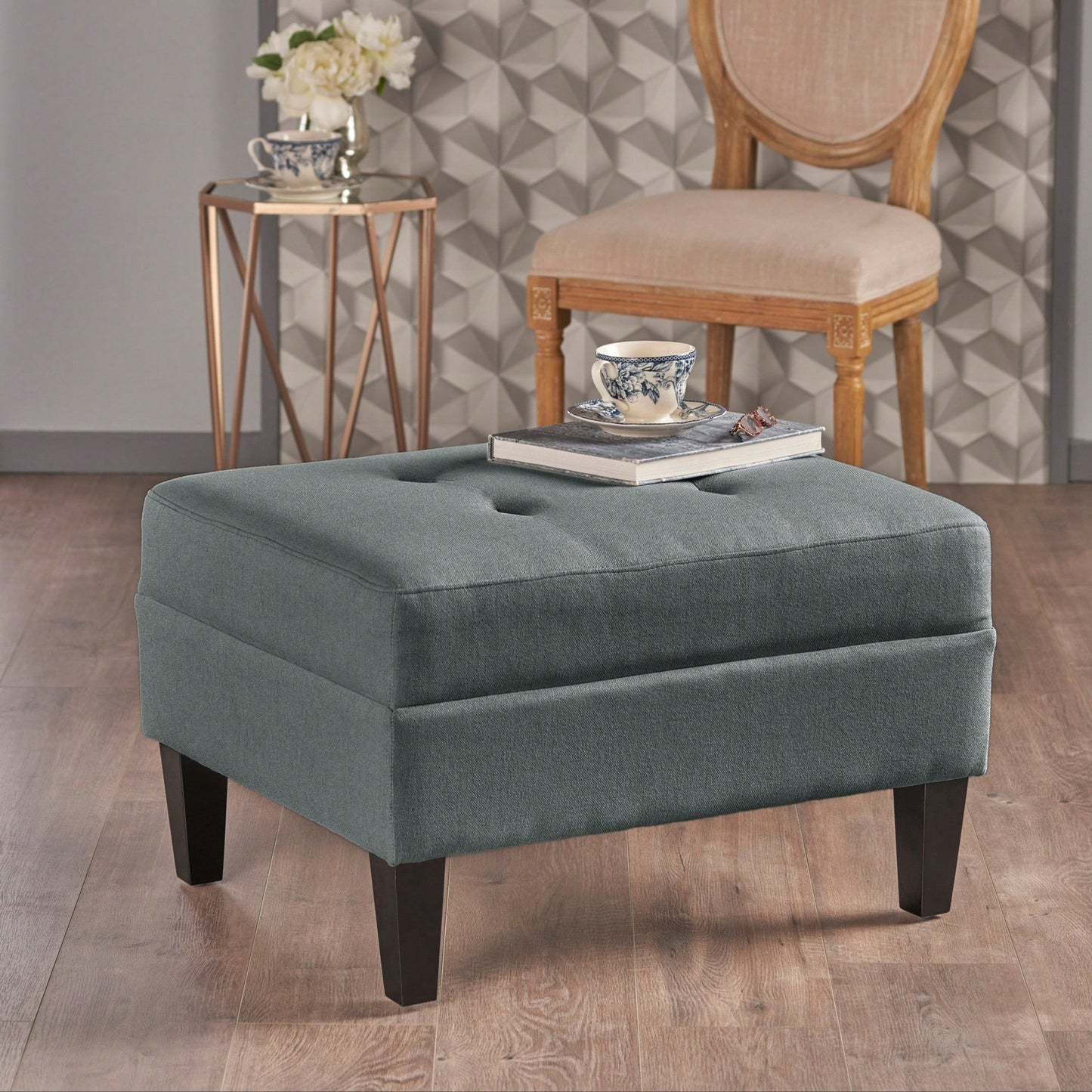 Elegant Upholstered Ottoman For Living Room, Bedroom, Or Entryway - Versatile Storage And Stylish Seating Solution