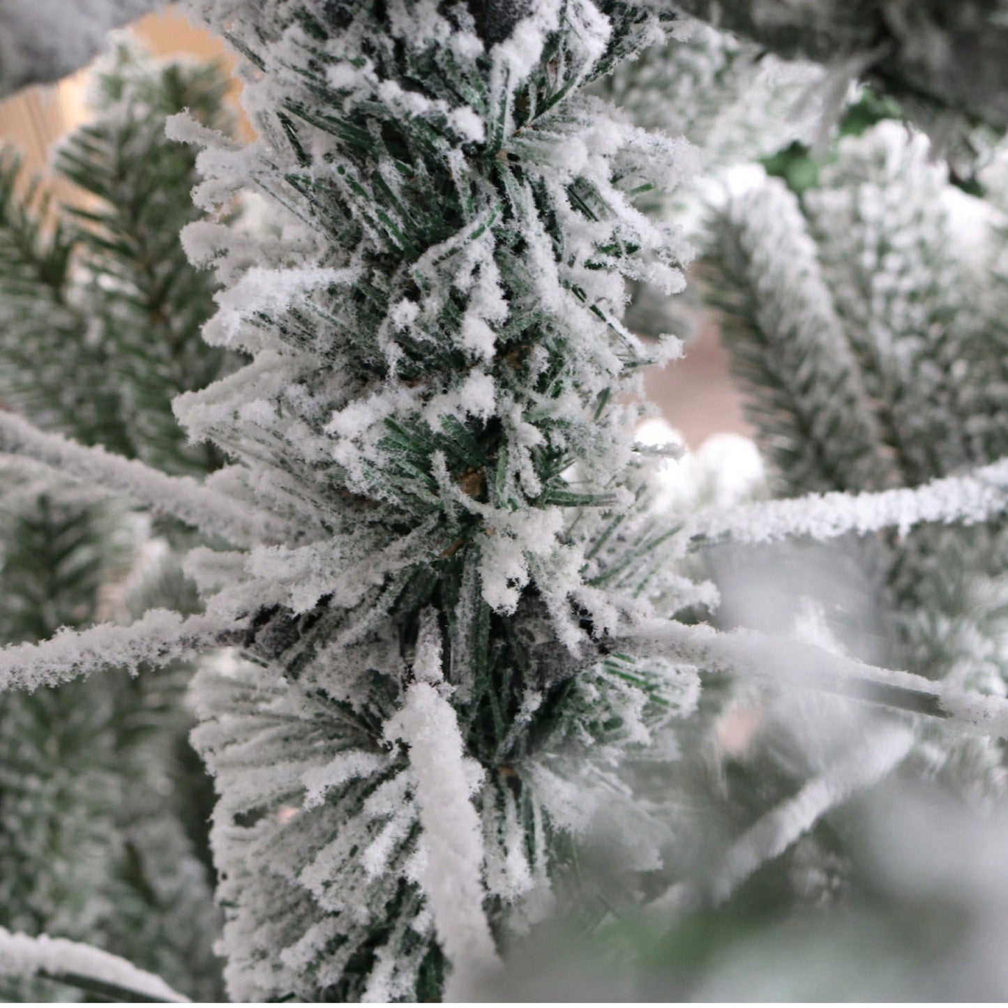 7ft Snow Flocked Artificial Christmas Tree - Hinged Pine Design With Realistic White Tips For A Festive Holiday Atmosphere