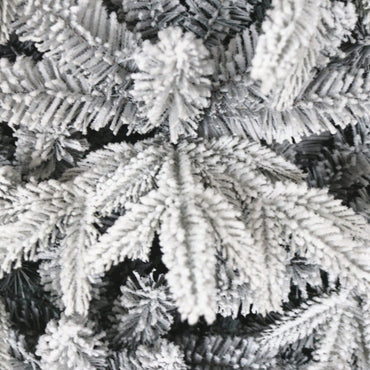 7ft Snow Flocked Artificial Christmas Tree - Hinged Pine Design With Realistic White Tips For A Festive Holiday Atmosphere