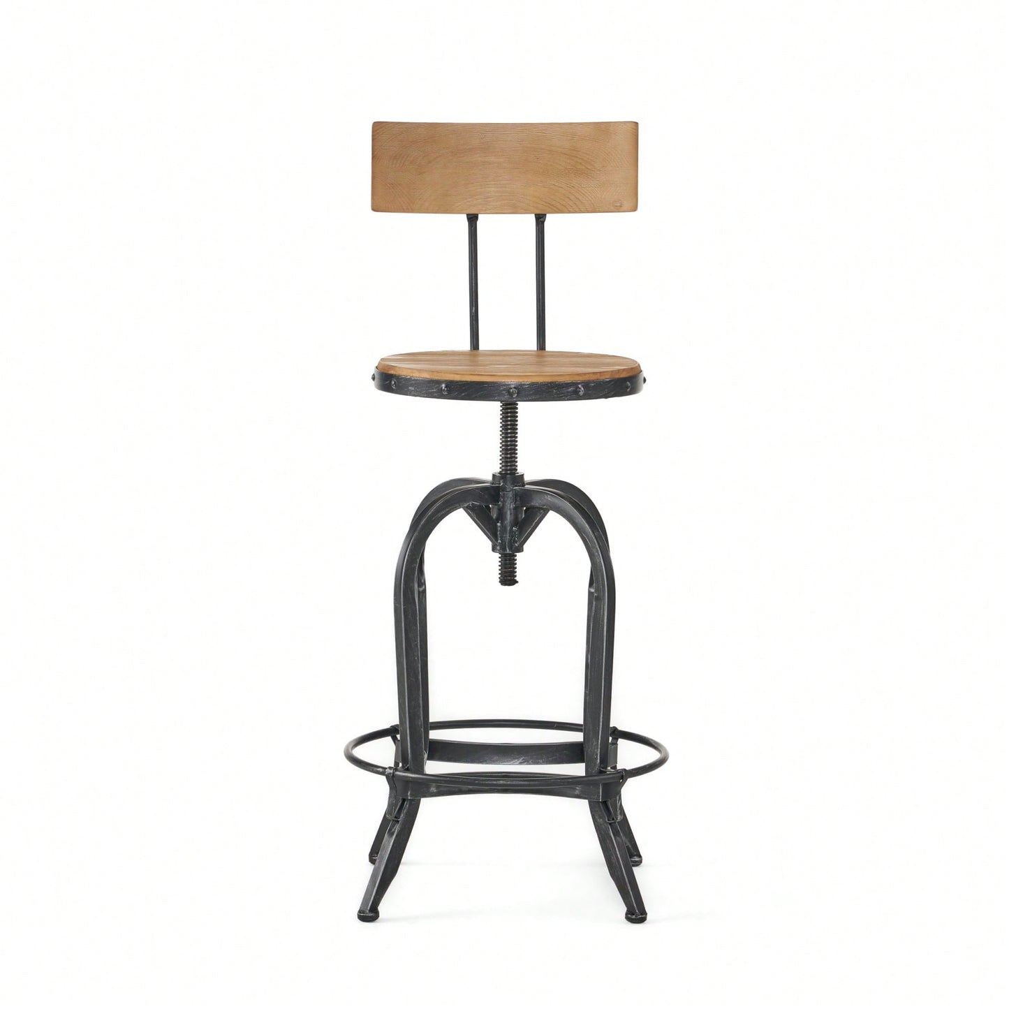 Modern Adjustable Height Swivel Bar Stools With Elegant Fir Wood Design