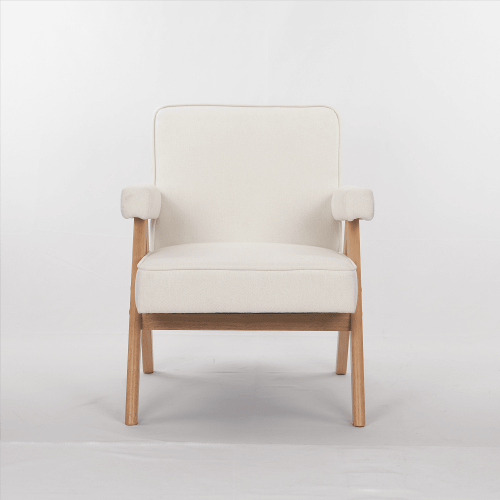 Comfortable Wooden Leg Leisure Chair With Handrails And Cushions - Perfect For Living Room, Bedroom, And Study - Set Of 1