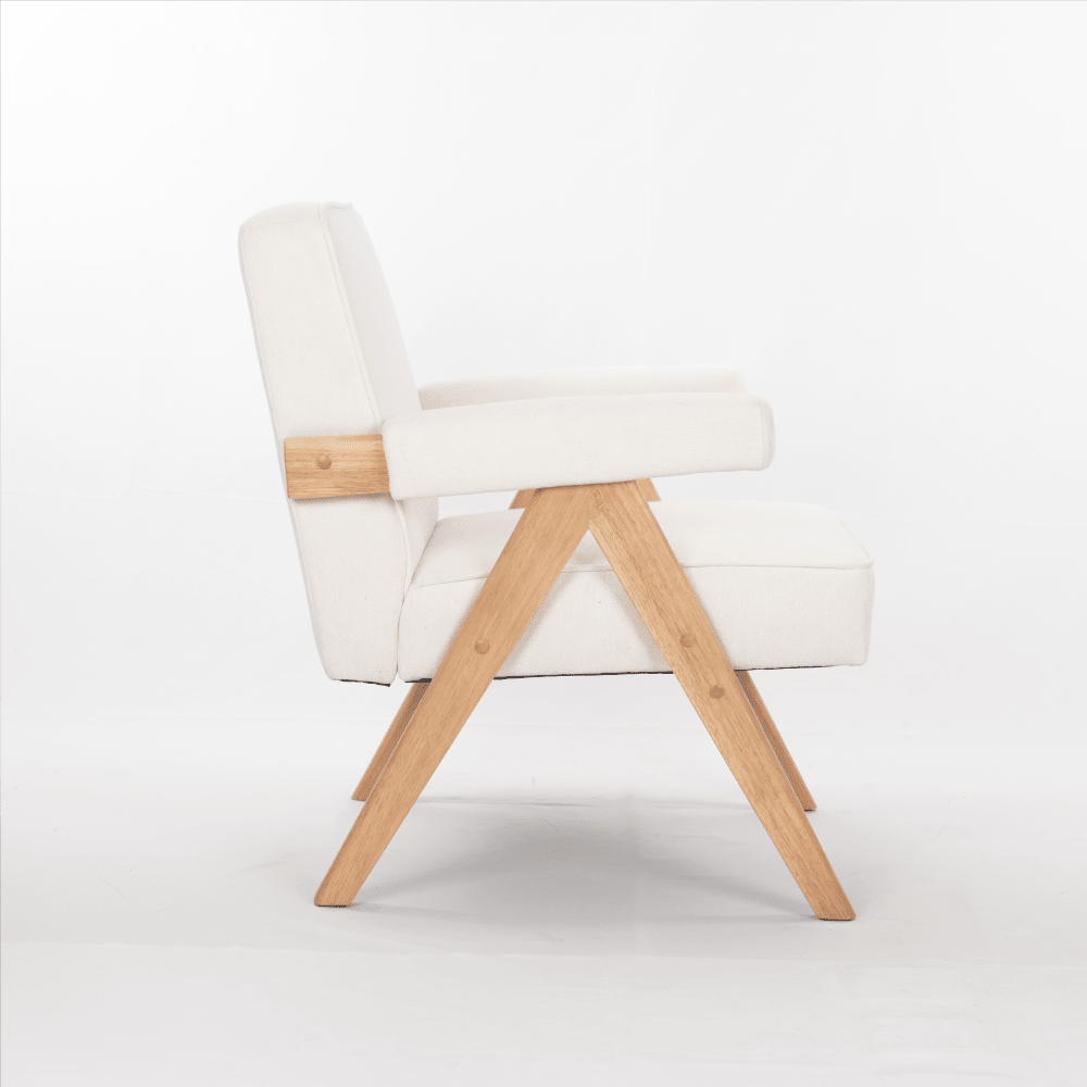Comfortable Wooden Leg Leisure Chair With Handrails And Cushions - Perfect For Living Room, Bedroom, And Study - Set Of 1