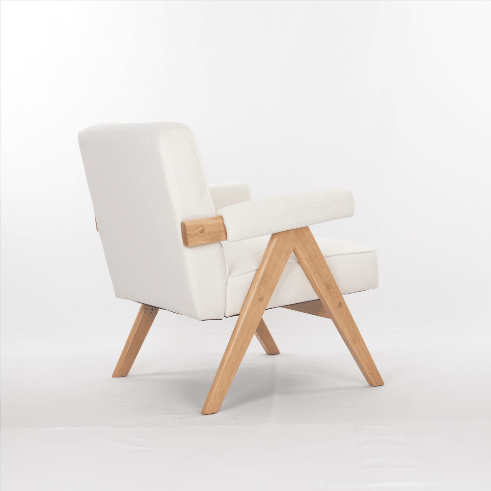 Comfortable Wooden Leg Leisure Chair With Handrails And Cushions - Perfect For Living Room, Bedroom, And Study - Set Of 1