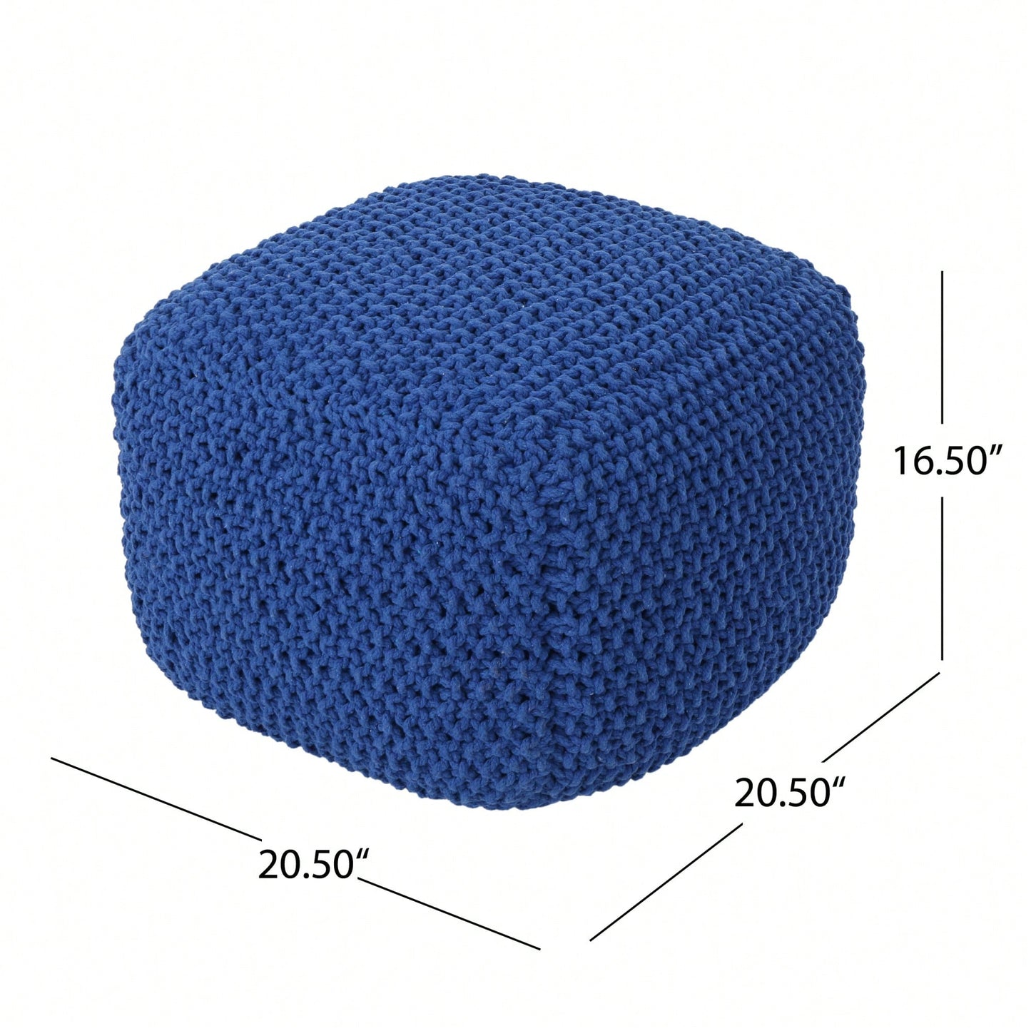 Stylish Knitted Cotton Pouf Cube For Versatile Home Decor - 20.5" X 20.5" X 16.5"