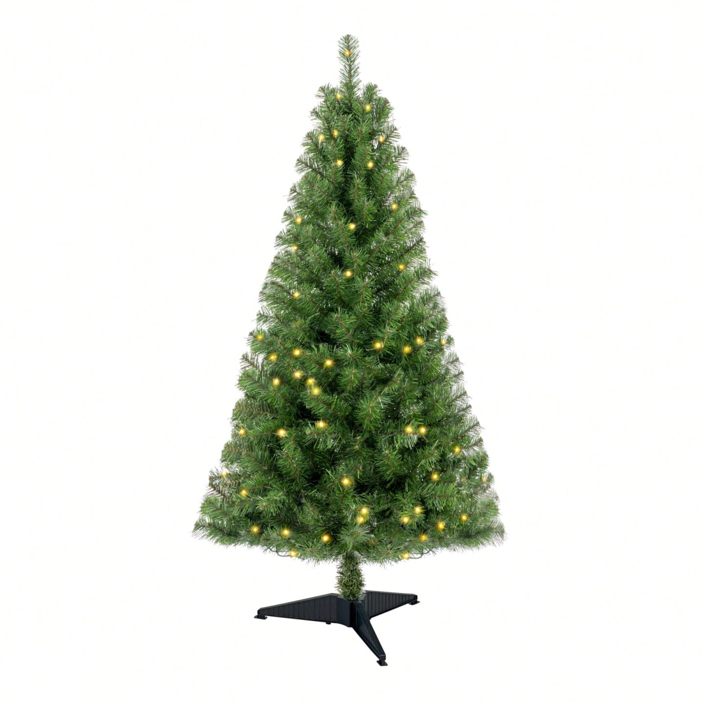 4ft Prelit Artificial Christmas Tree With 100 Warm White LED Lights, Realistic PVC Branch Tips For Easy Indoor Setup