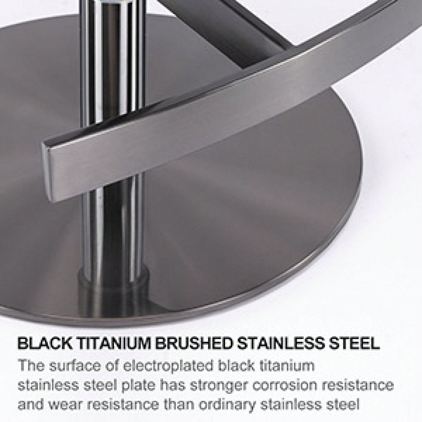 Adjustable Black Titanium Bar Stool with Leather Backrest for Kitchen Counter and Dining Room Brown
