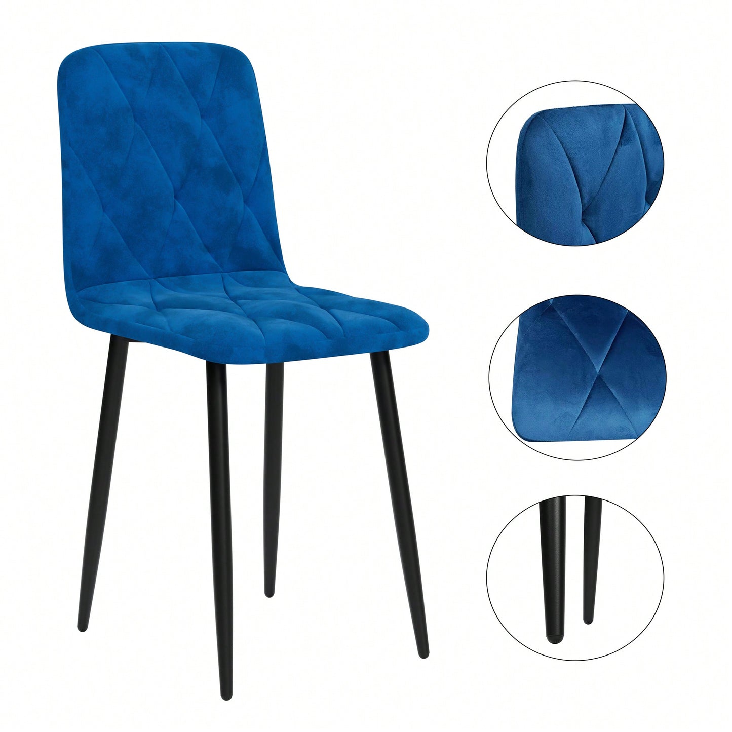 Modern Set Of 4 Upholstered Kitchen Dining Chairs With Durable Metal Legs And Comfortable PU Cushion Seat