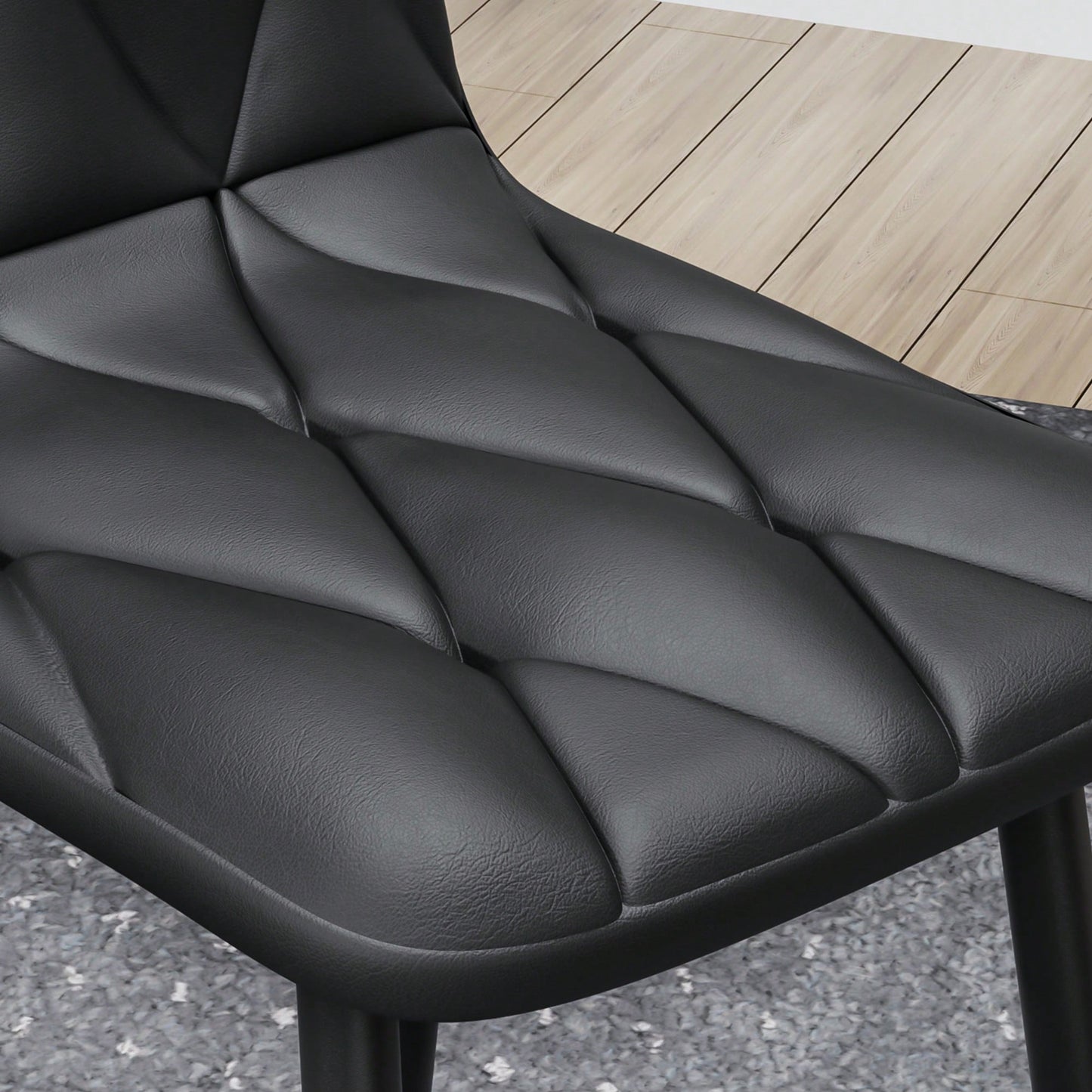 Modern Set Of 4 Upholstered Kitchen Dining Chairs With Durable Metal Legs And Comfortable PU Cushion Seat