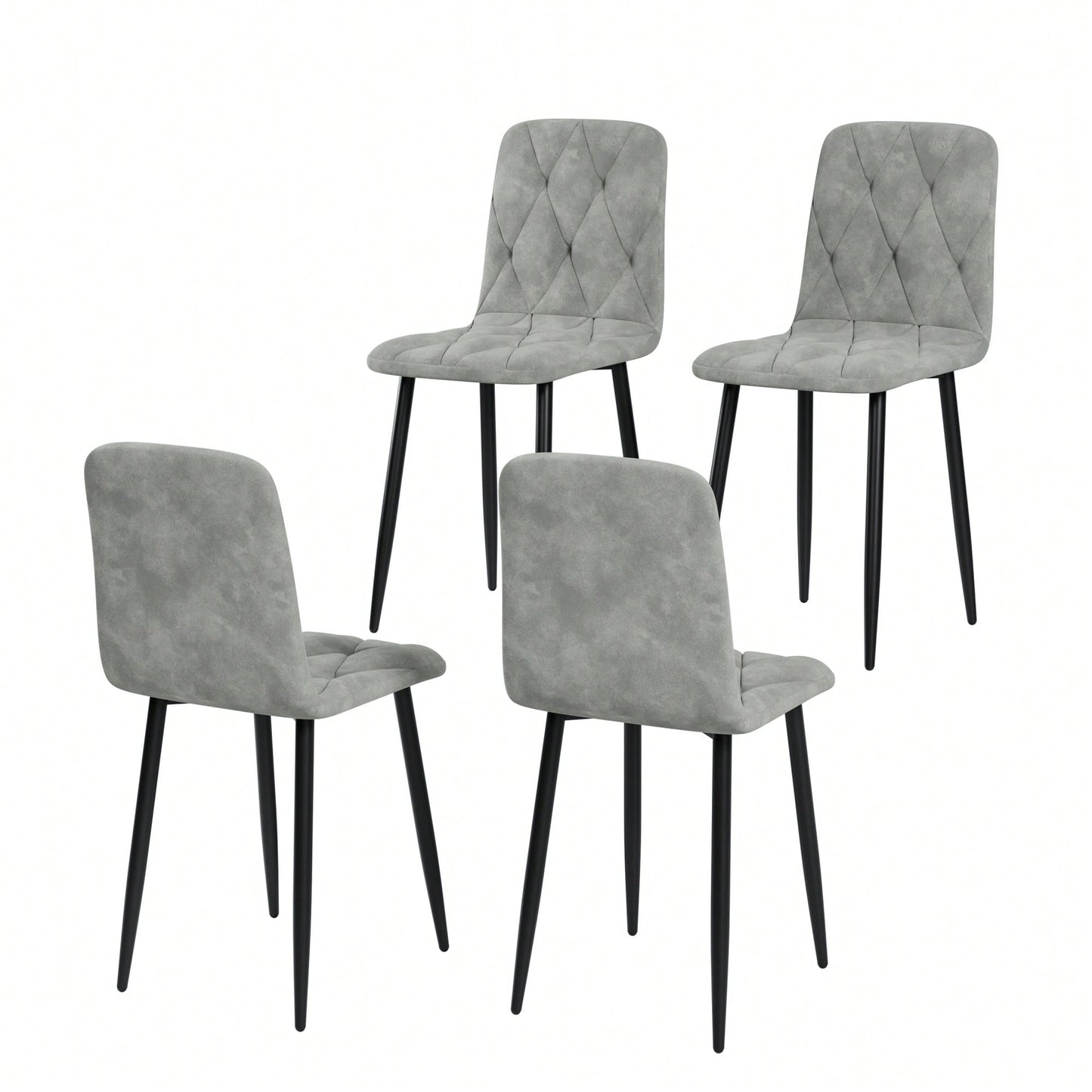 Modern Set Of 4 Upholstered Kitchen Dining Chairs With Durable Metal Legs And Comfortable PU Cushion Seat