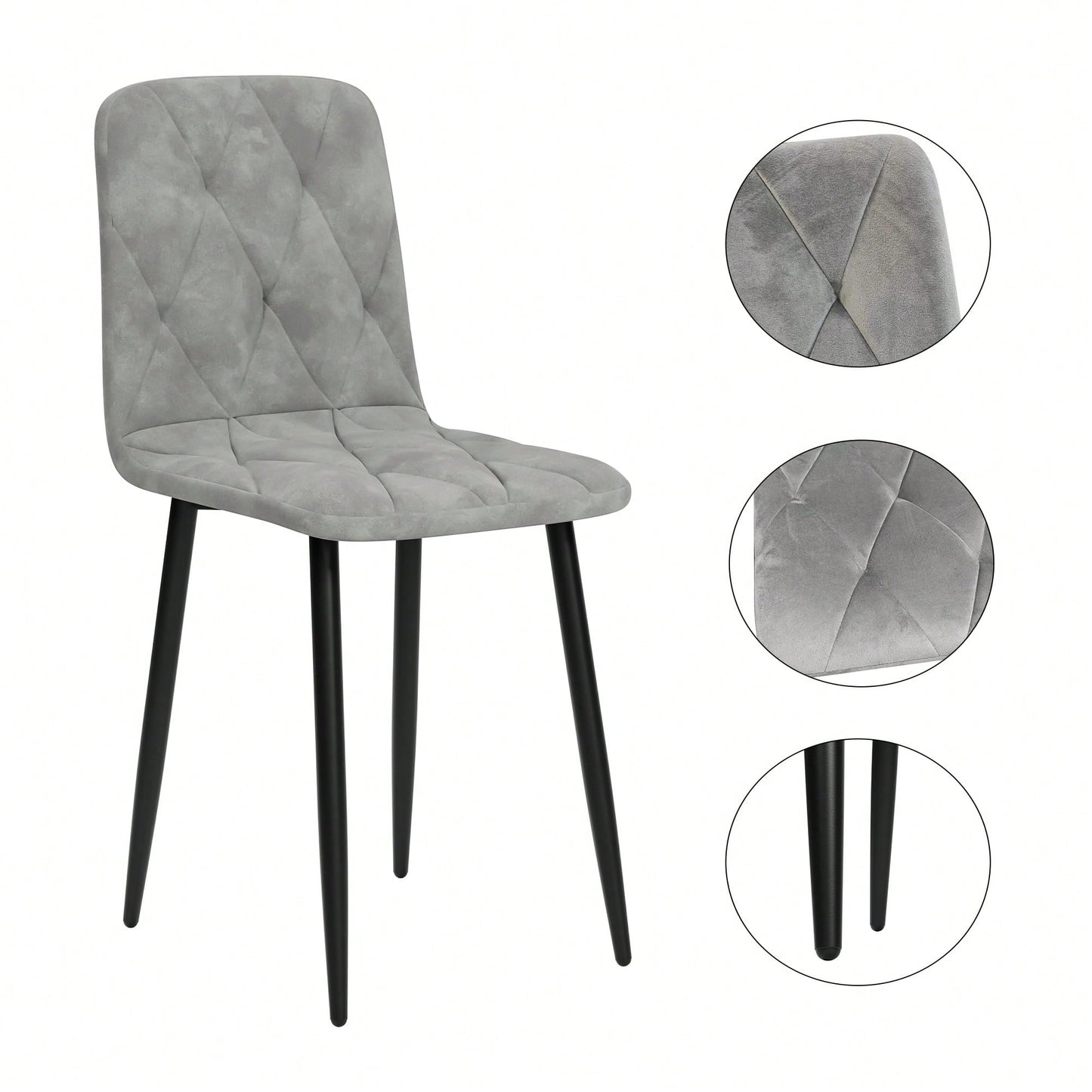 Modern Set Of 4 Upholstered Kitchen Dining Chairs With Durable Metal Legs And Comfortable PU Cushion Seat
