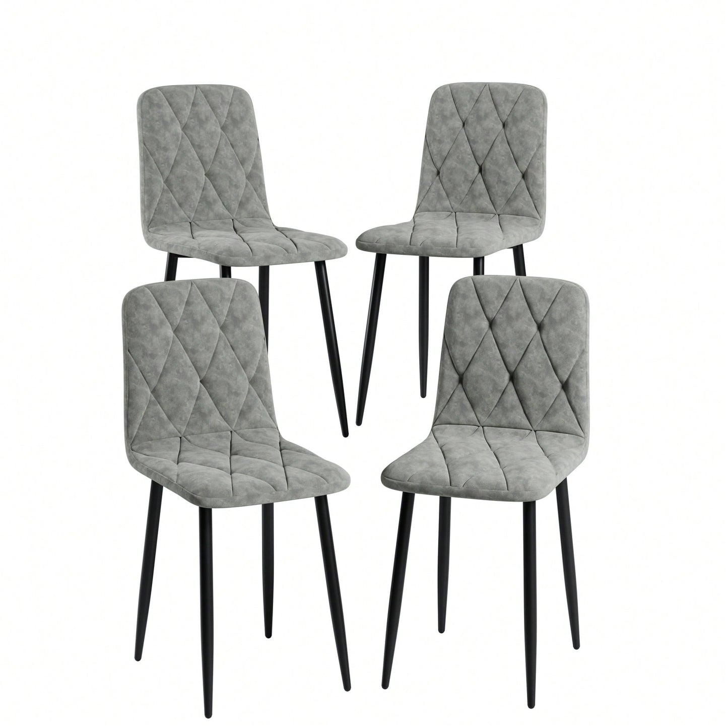 Modern Set Of 4 Upholstered Kitchen Dining Chairs With Durable Metal Legs And Comfortable PU Cushion Seat