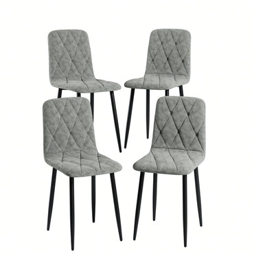 Modern Set Of 4 Upholstered Kitchen Dining Chairs With Durable Metal Legs And Comfortable PU Cushion Seat
