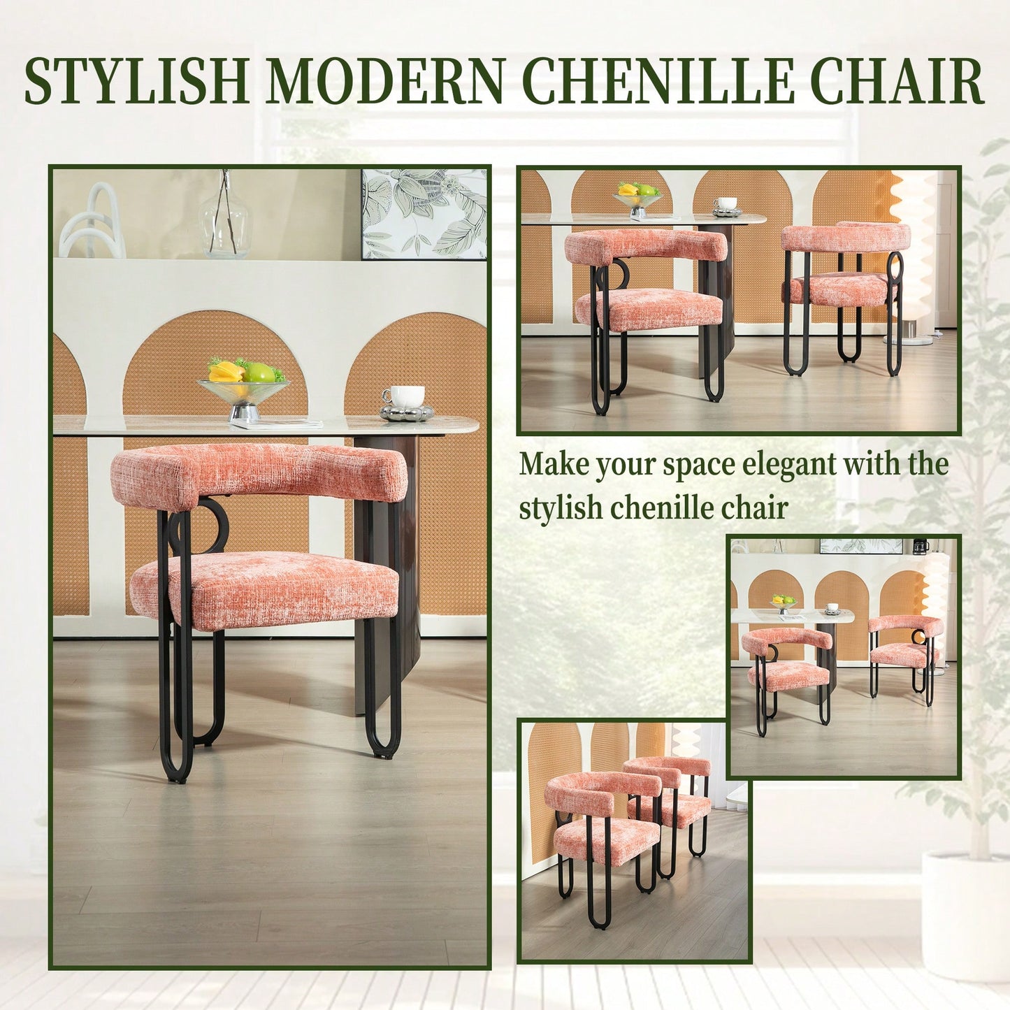 Stylish Chenille Fabric Upholstered Barrel Accent Chairs For Living Room – Set Of 2 Beige Kitchen Armchairs
